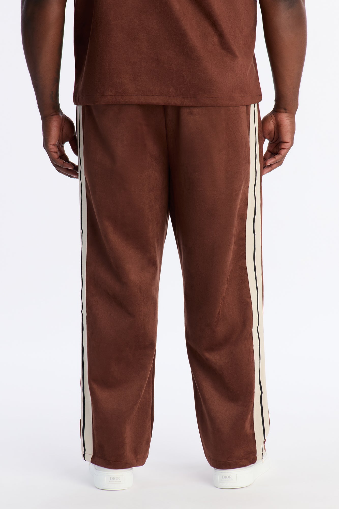 Straight Faux Suede Pant - Brown