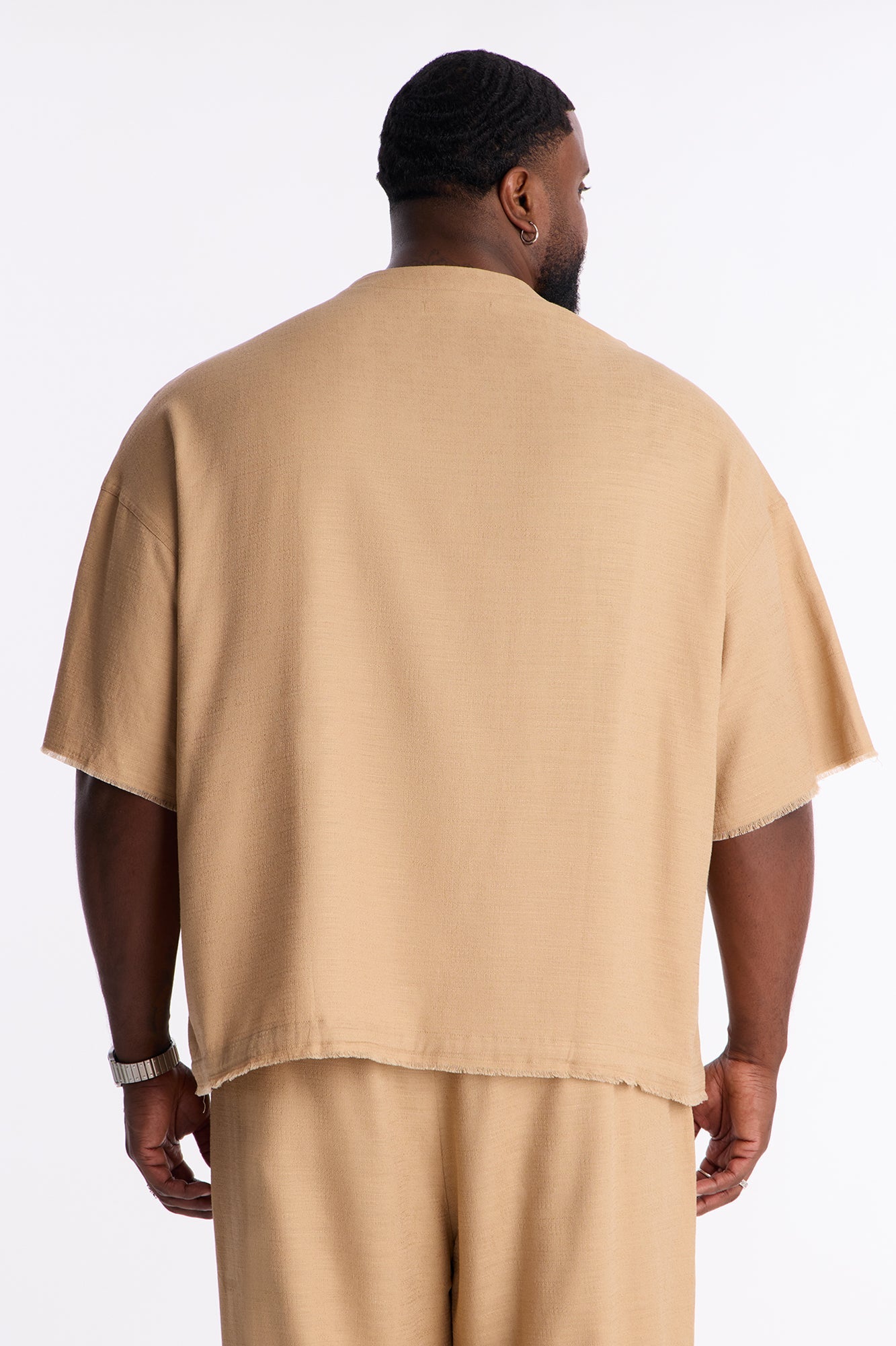 Boxy Tropic Fearless Frayed Shirt - Tan
