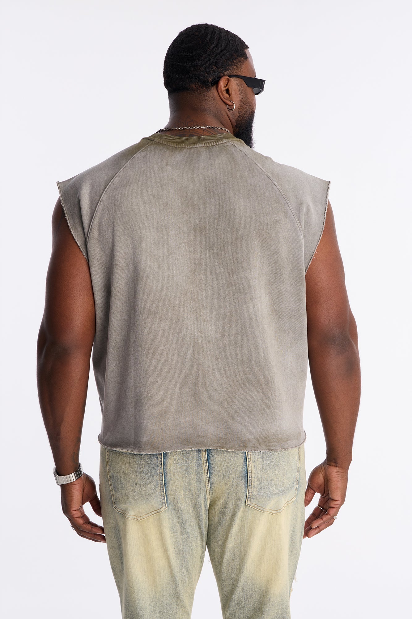 Boiler Washed Boxy Muscle Tee - Khaki