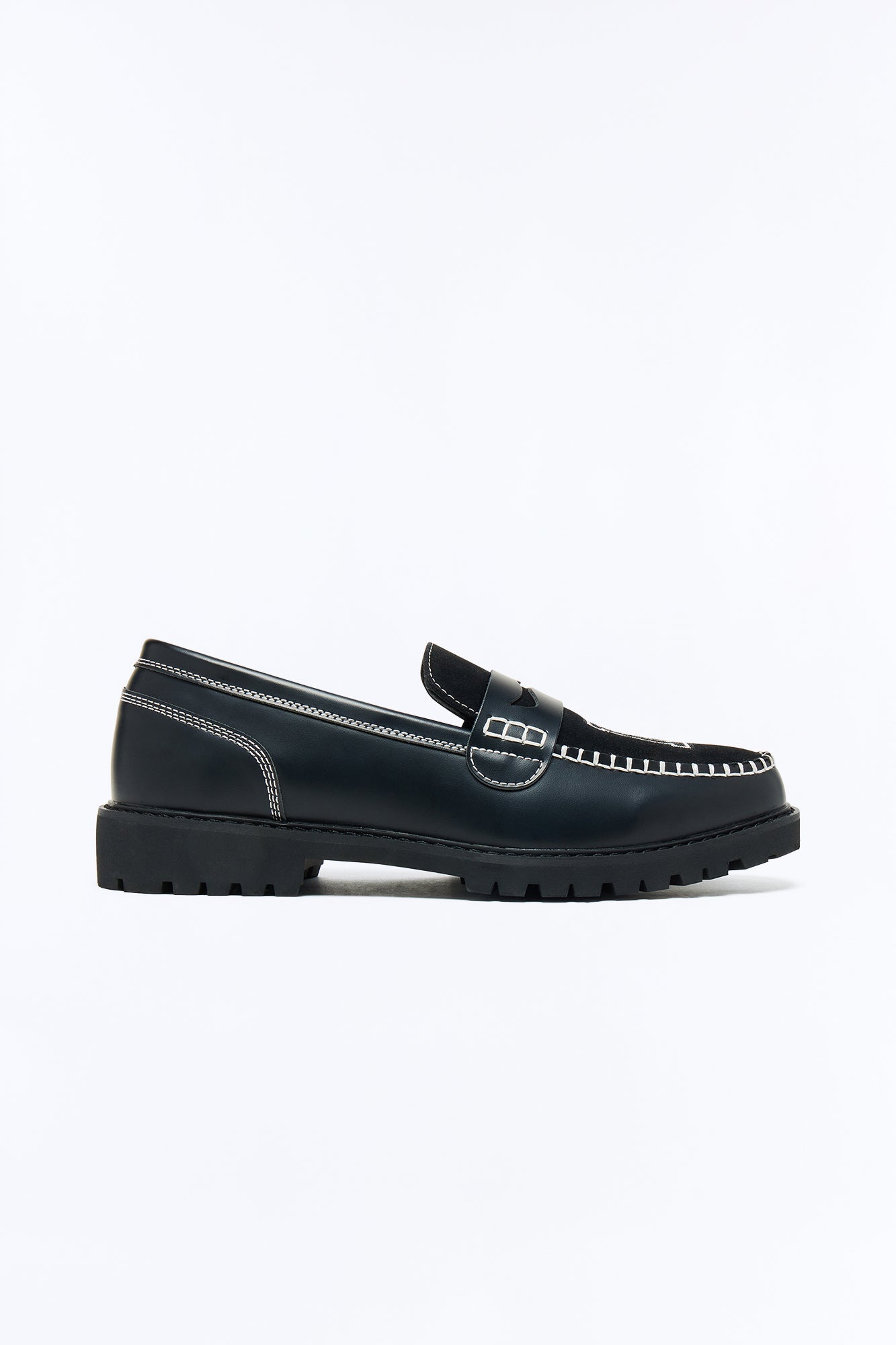 Varsity Patch Faux Leather Slip On Loafer - Black