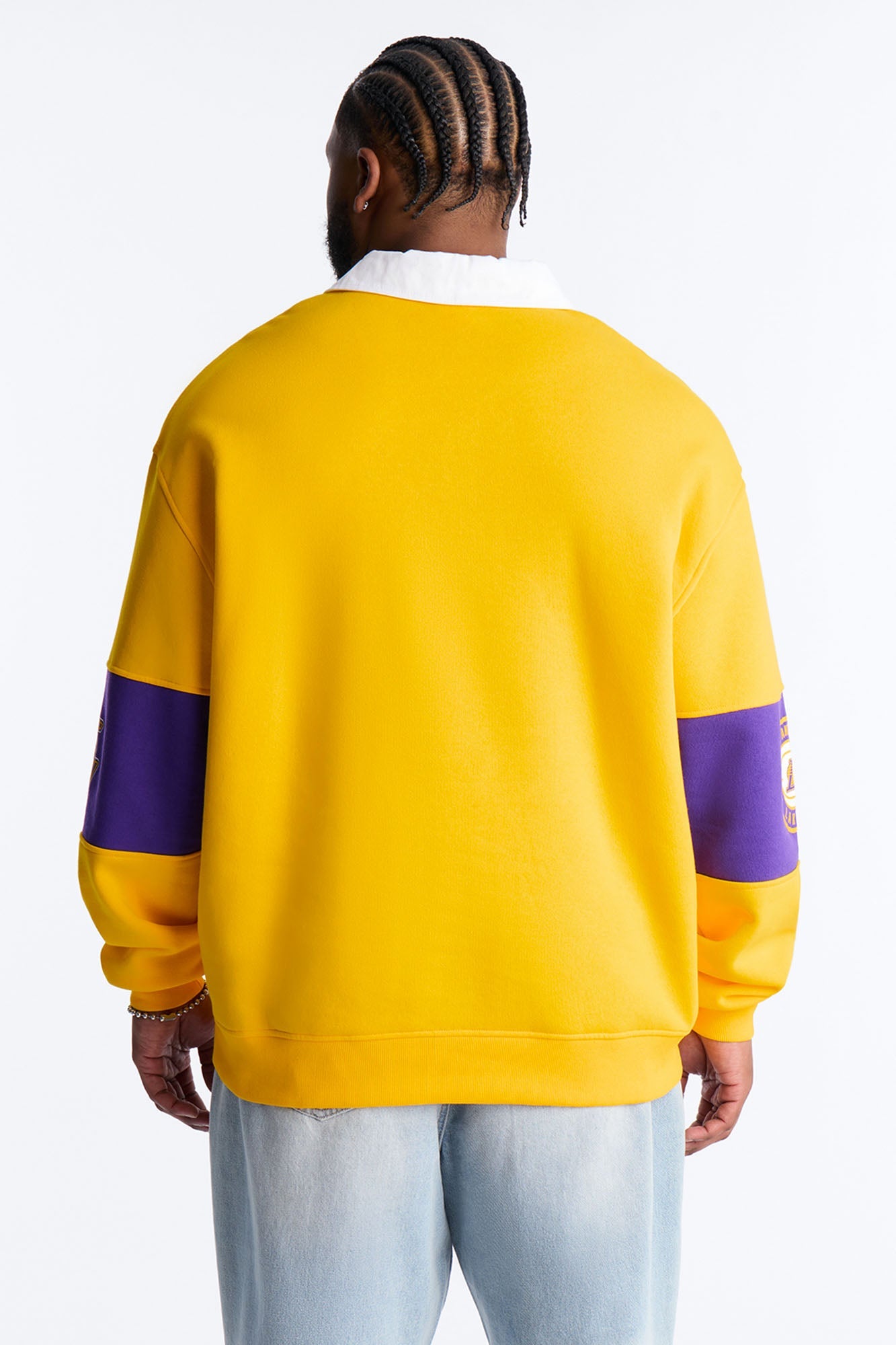 Lakers Long Sleeve Fleece Polo - Yellow