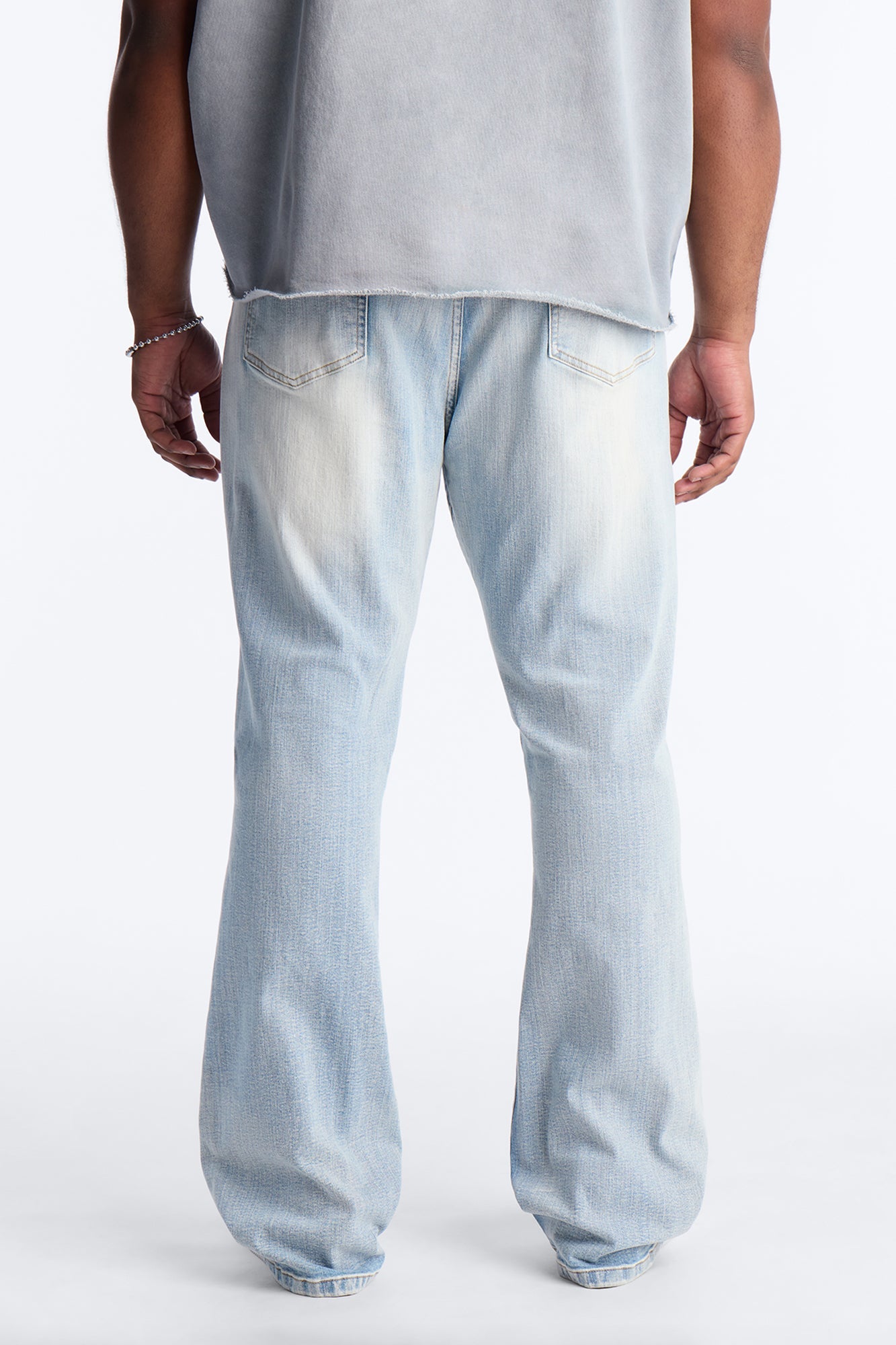 Stacked Skinny Flare Ripped Legacy Jeans - Light Wash