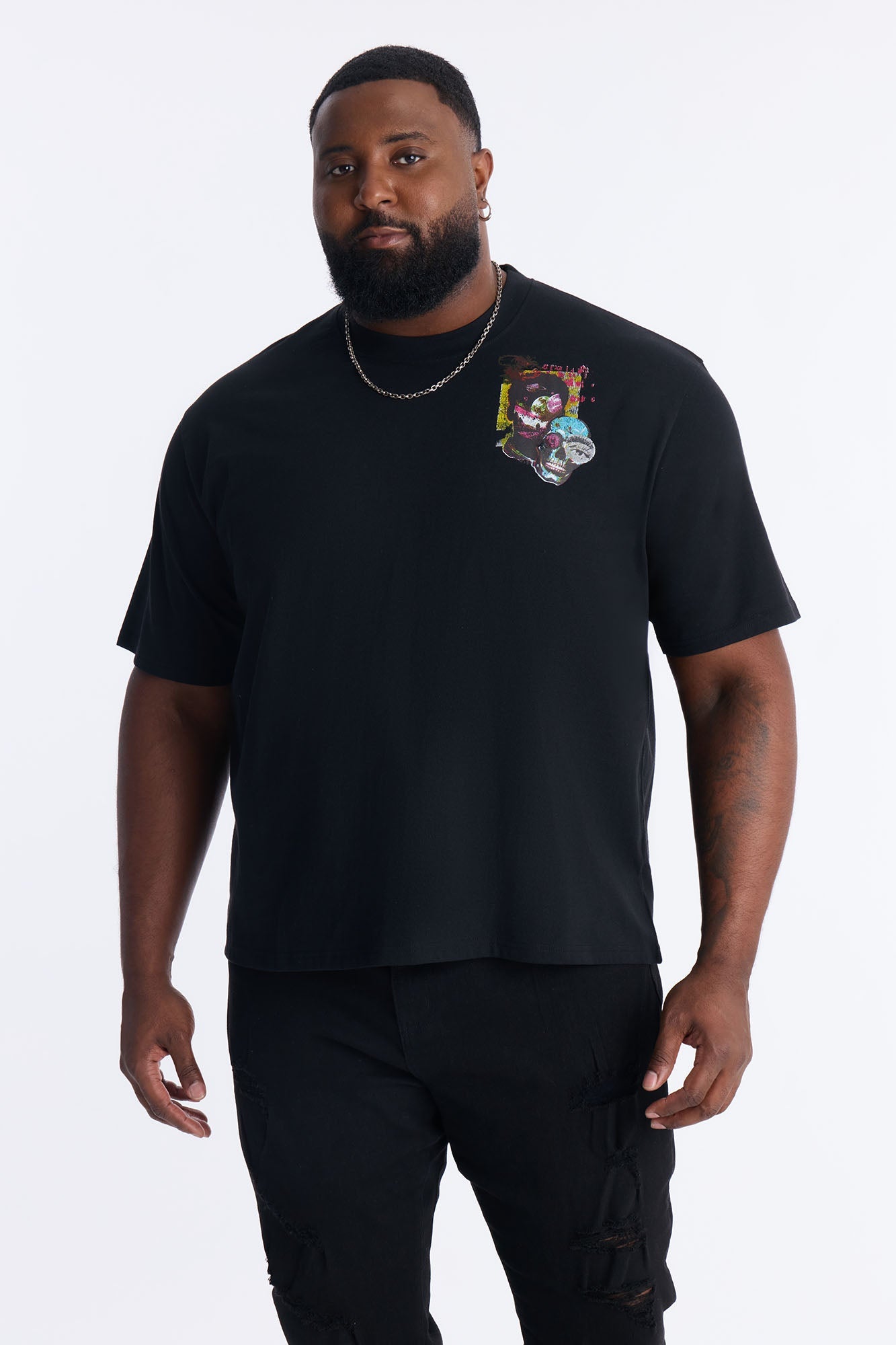 Too Real Embroidery Short Sleeve Tee - Black