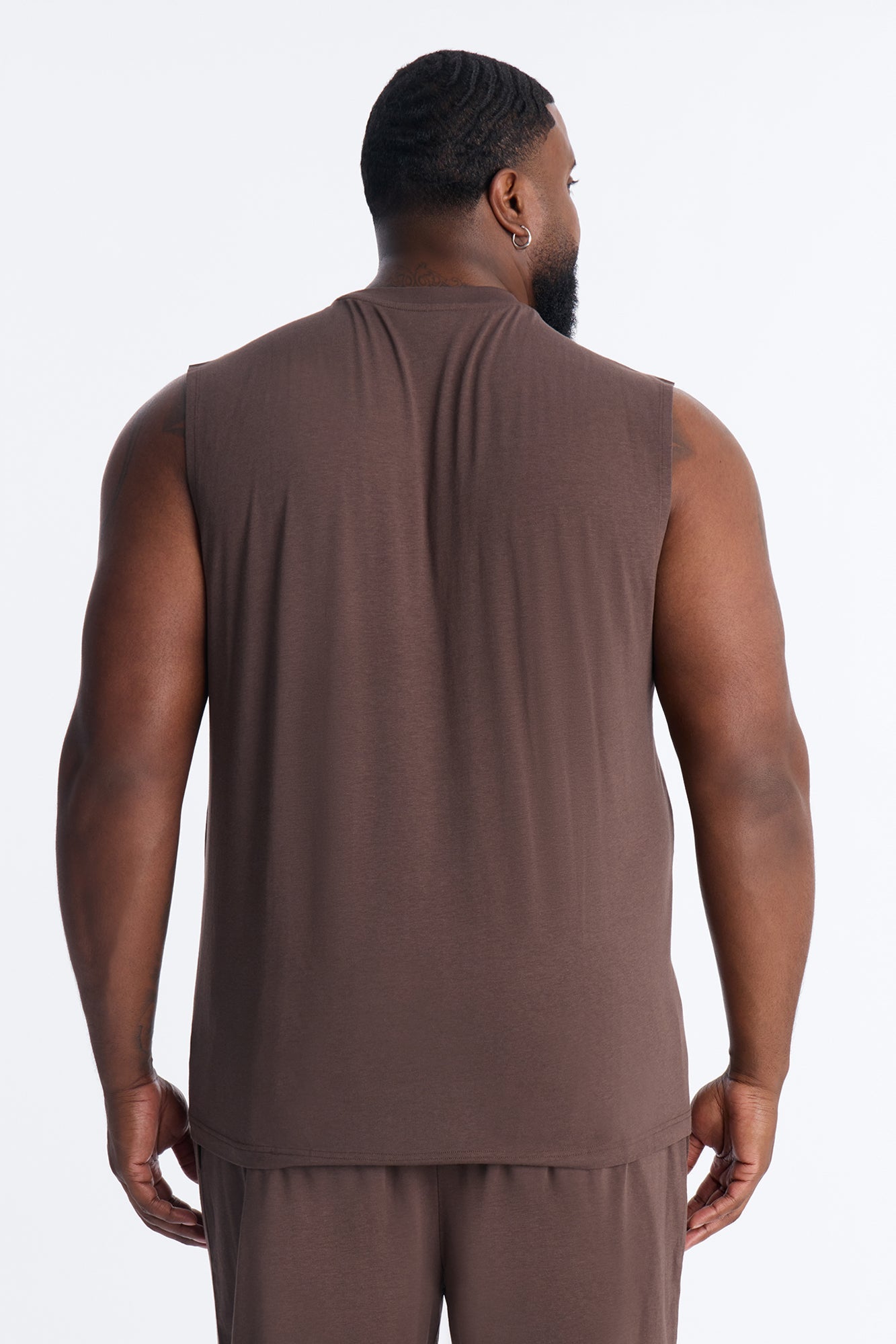 Essential Modal Lounge Sleeveless Muscle Tee - Chocolate
