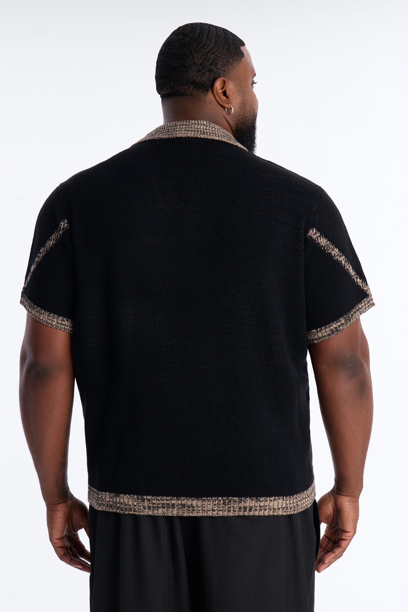Classic Argyle Knit Polo - Black