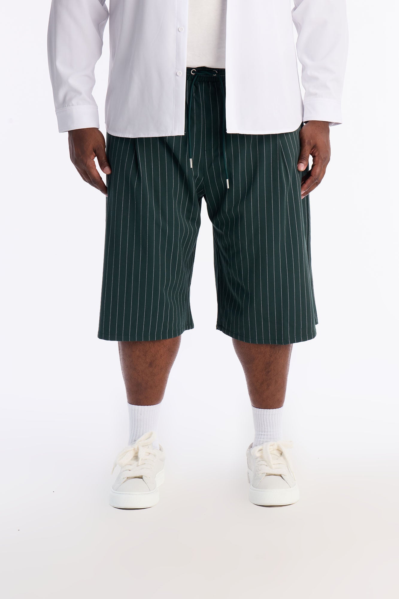 Baggy Straight Striped Soho Refined Short - Hunter Green