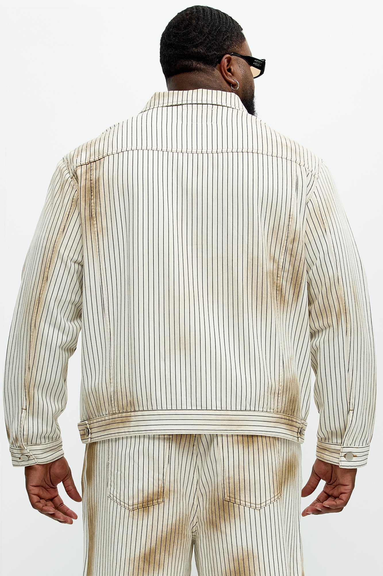 Byron Striped Vintage Trucker Jacket - Cream/combo