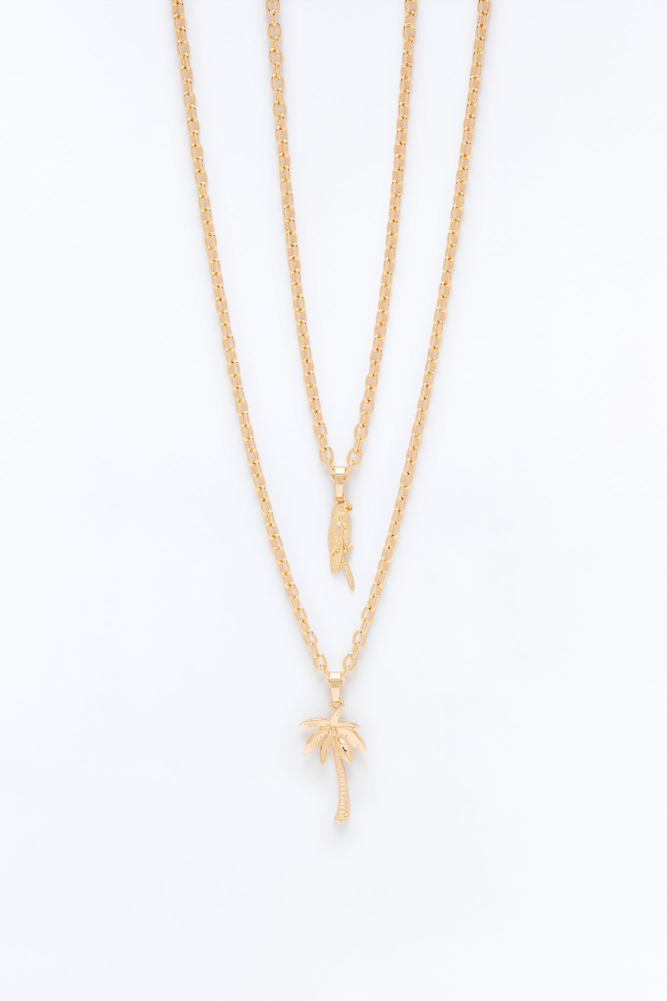 Layered Island Pendant Necklace Set - Gold