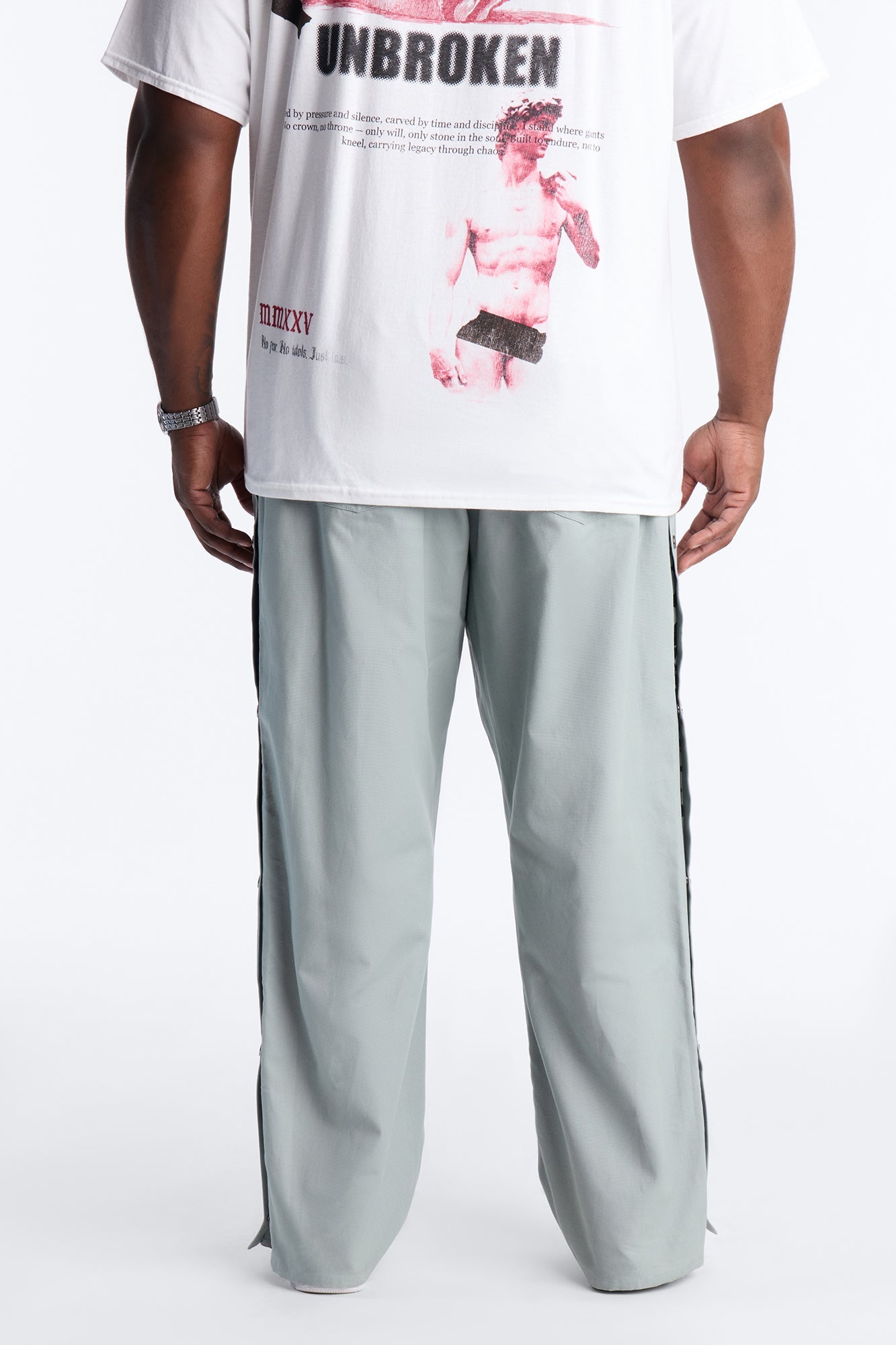 Straight Print Hint Studded Pant - Grey