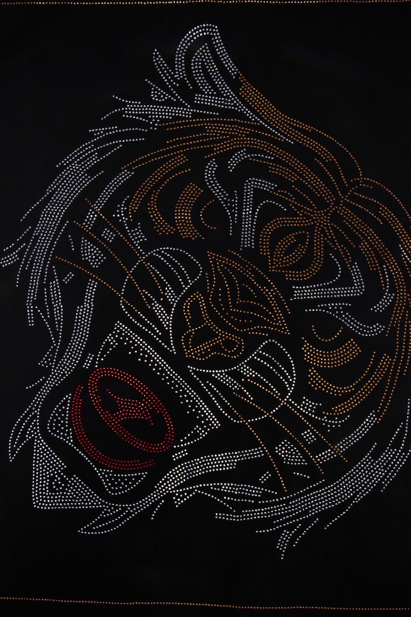 Rhinestone Tiger Graphic Large Bandana - Black