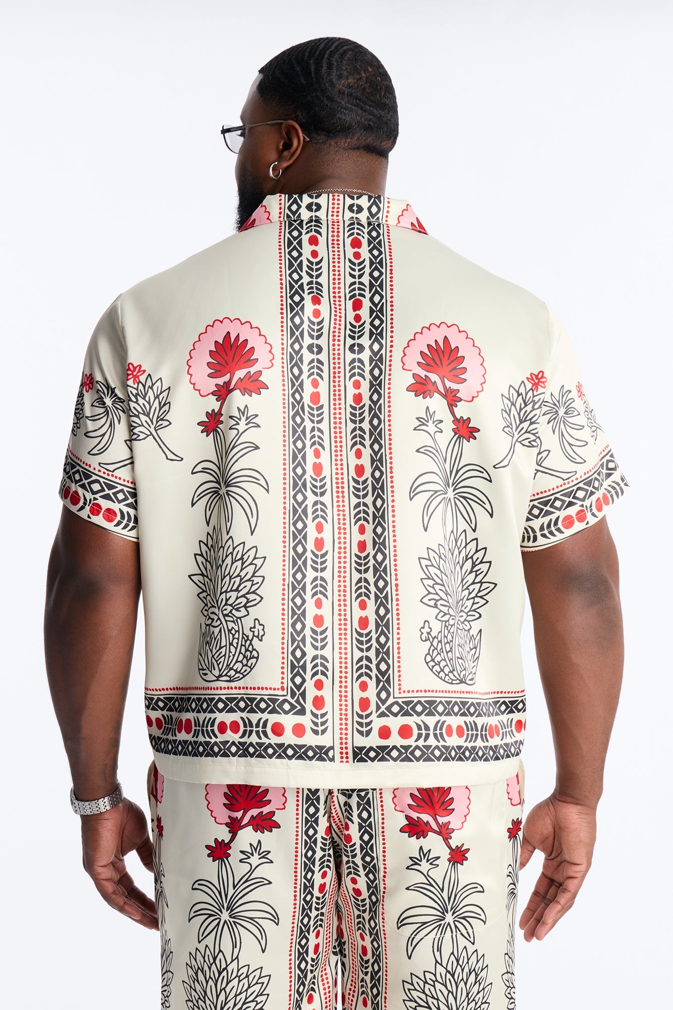 Patras Cuban Collar Button Up Shirt - White