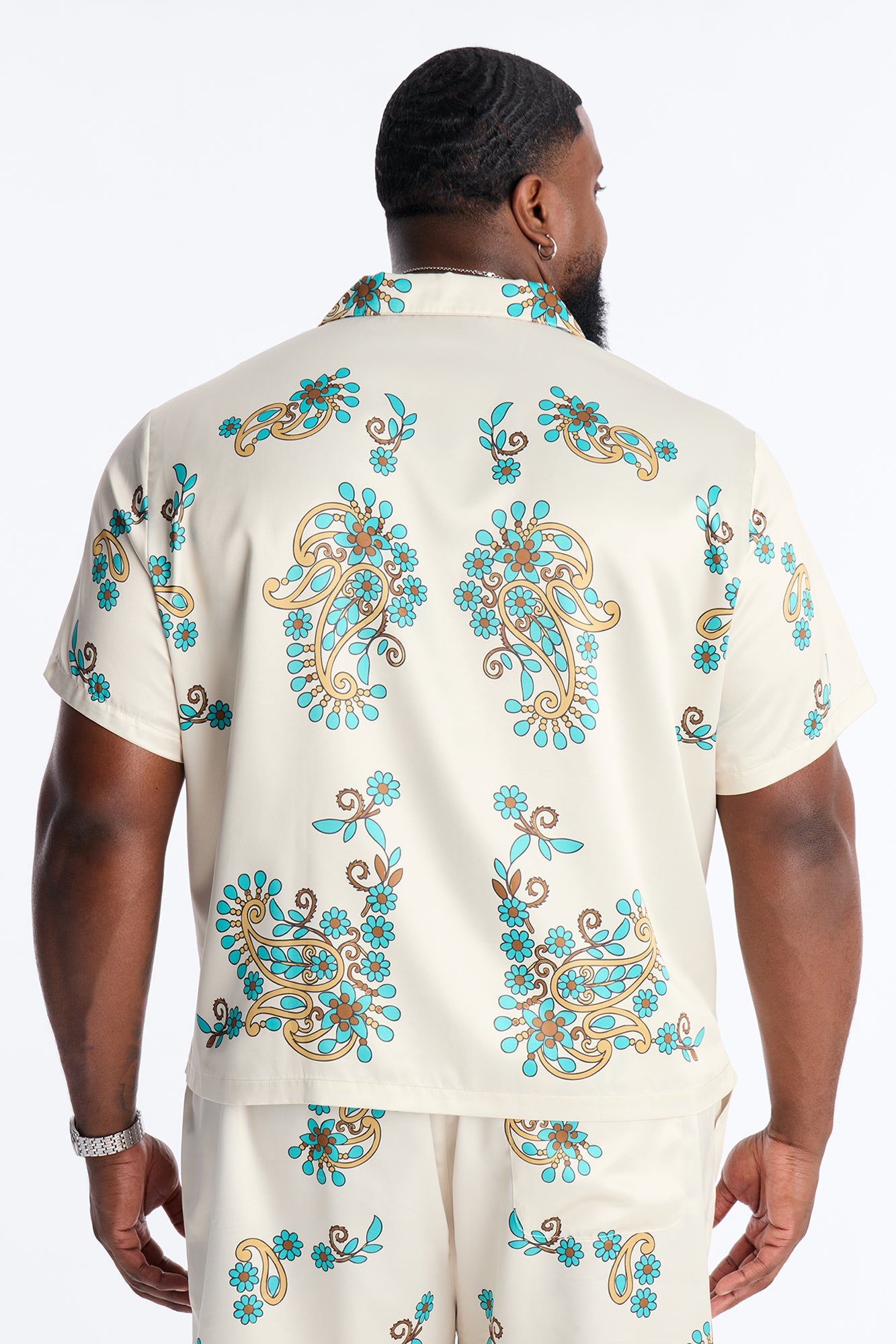 Santorini Cuban Collar Button Up Shirt - Natural