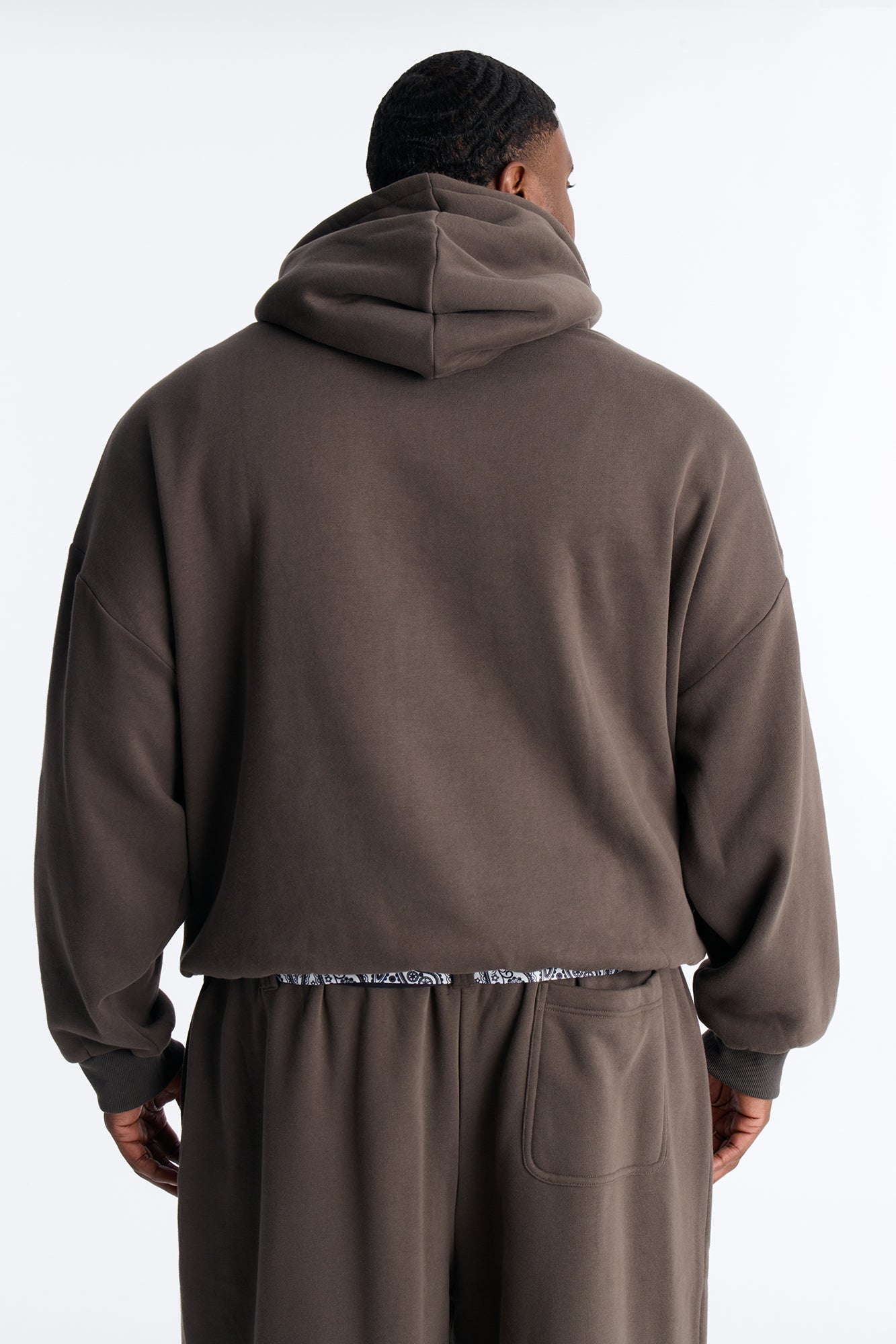 Oversized Bandana Scarf Duo Hoodie - Brown