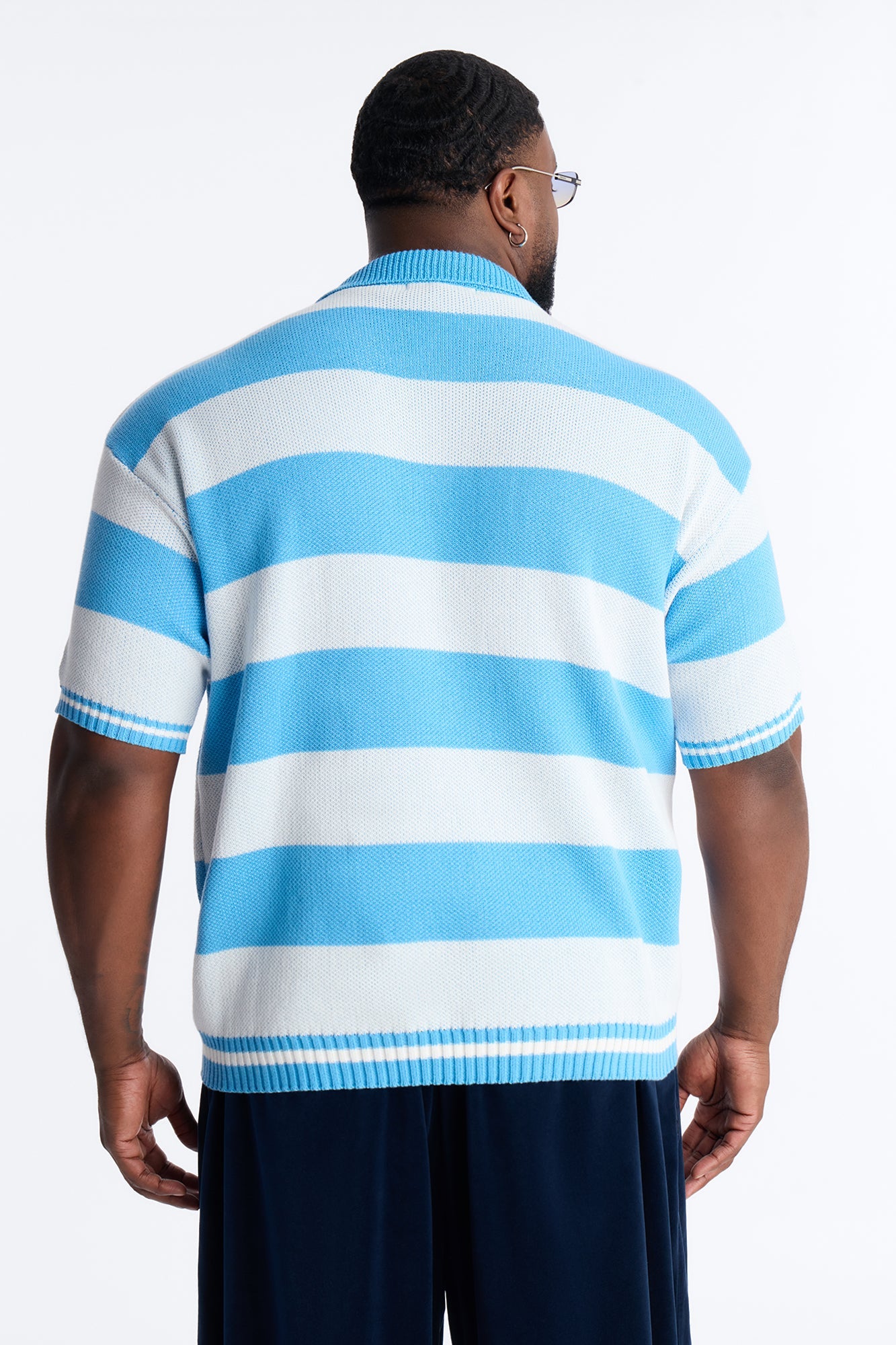 Motion Lines Short Sleeve Polo - Blue