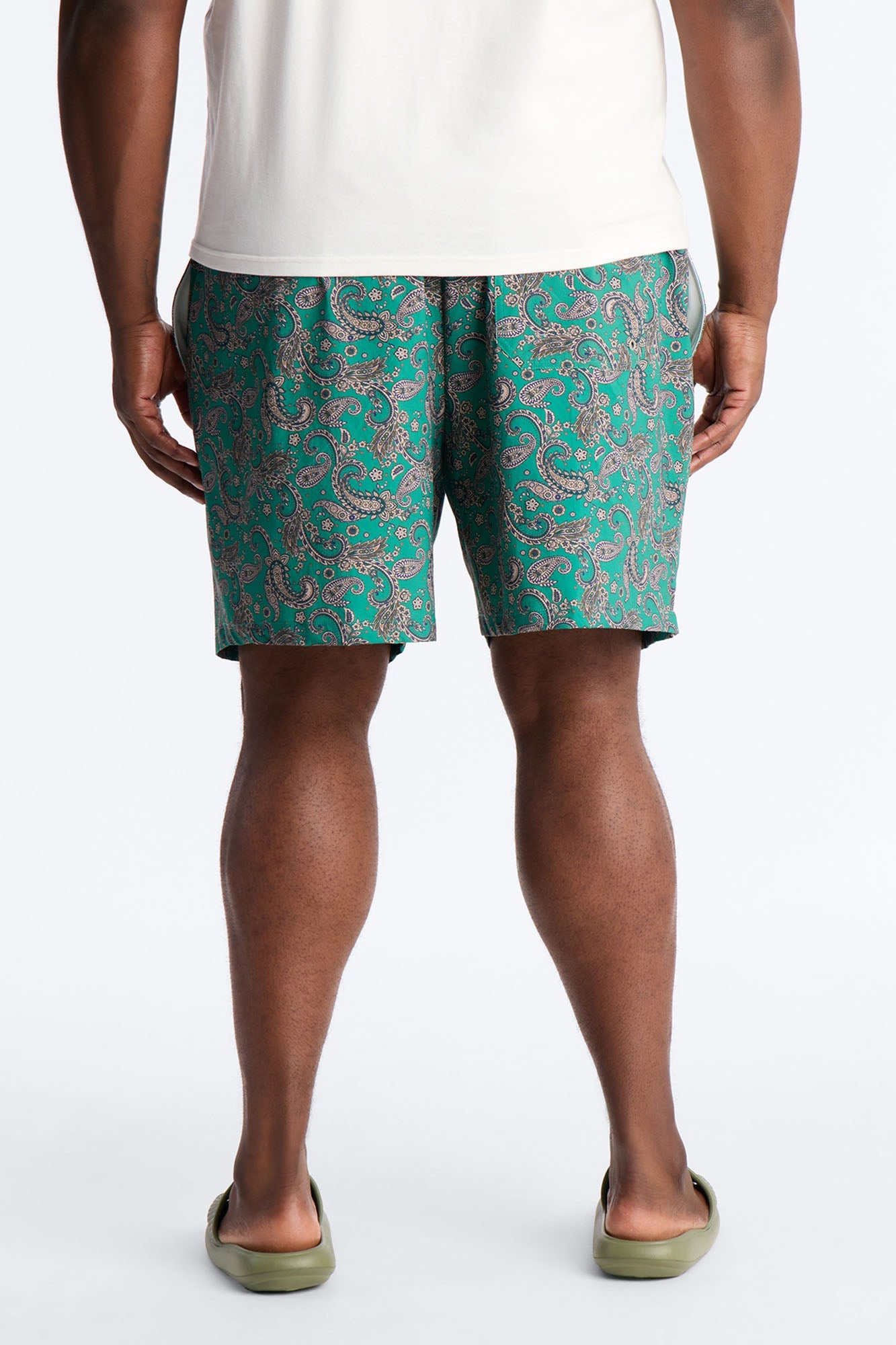 Paisley Elevated Printed Swim Trunk 7″ - Teal