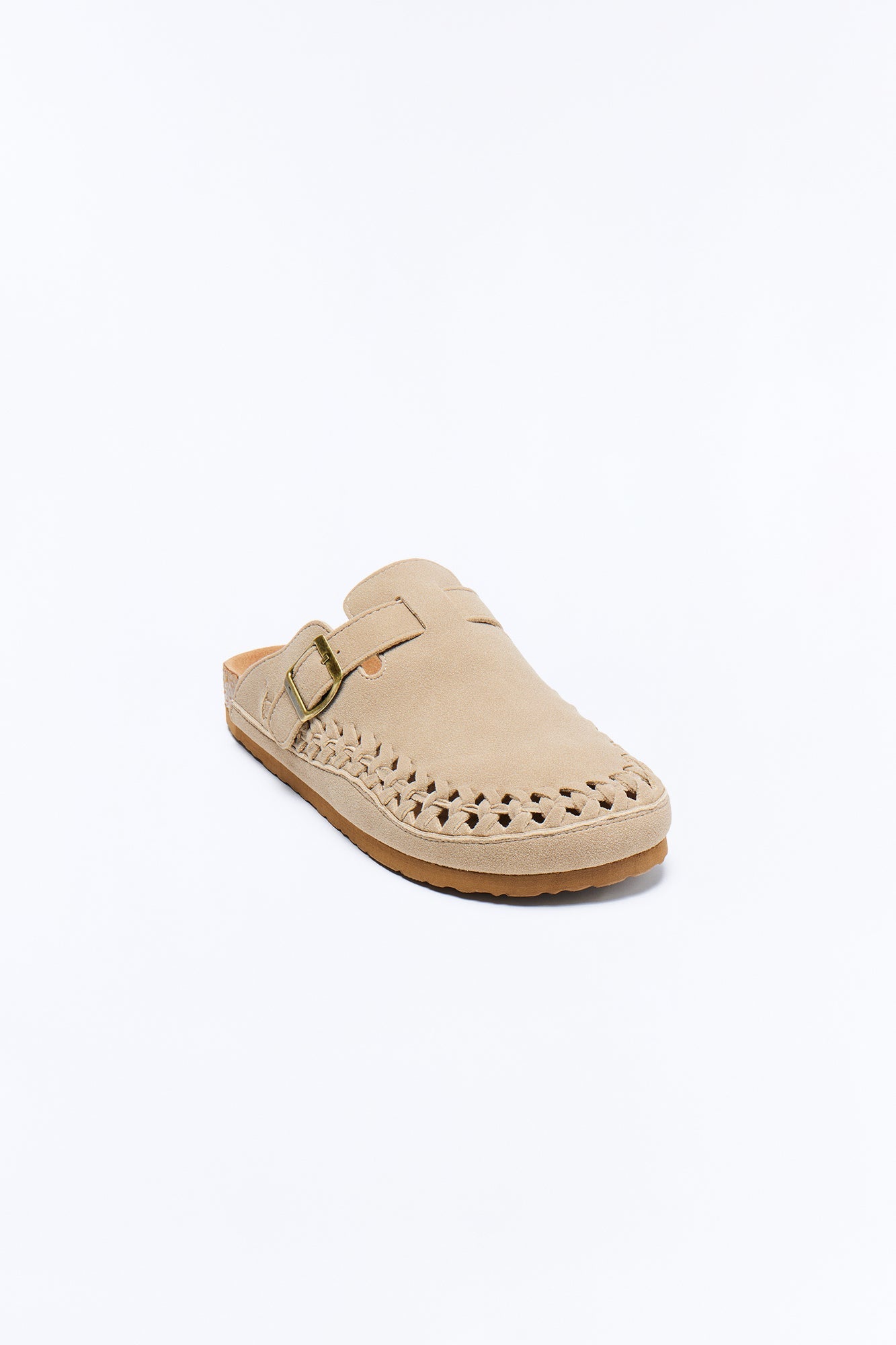 Woven Faux Suede Slip On Mule - Taupe