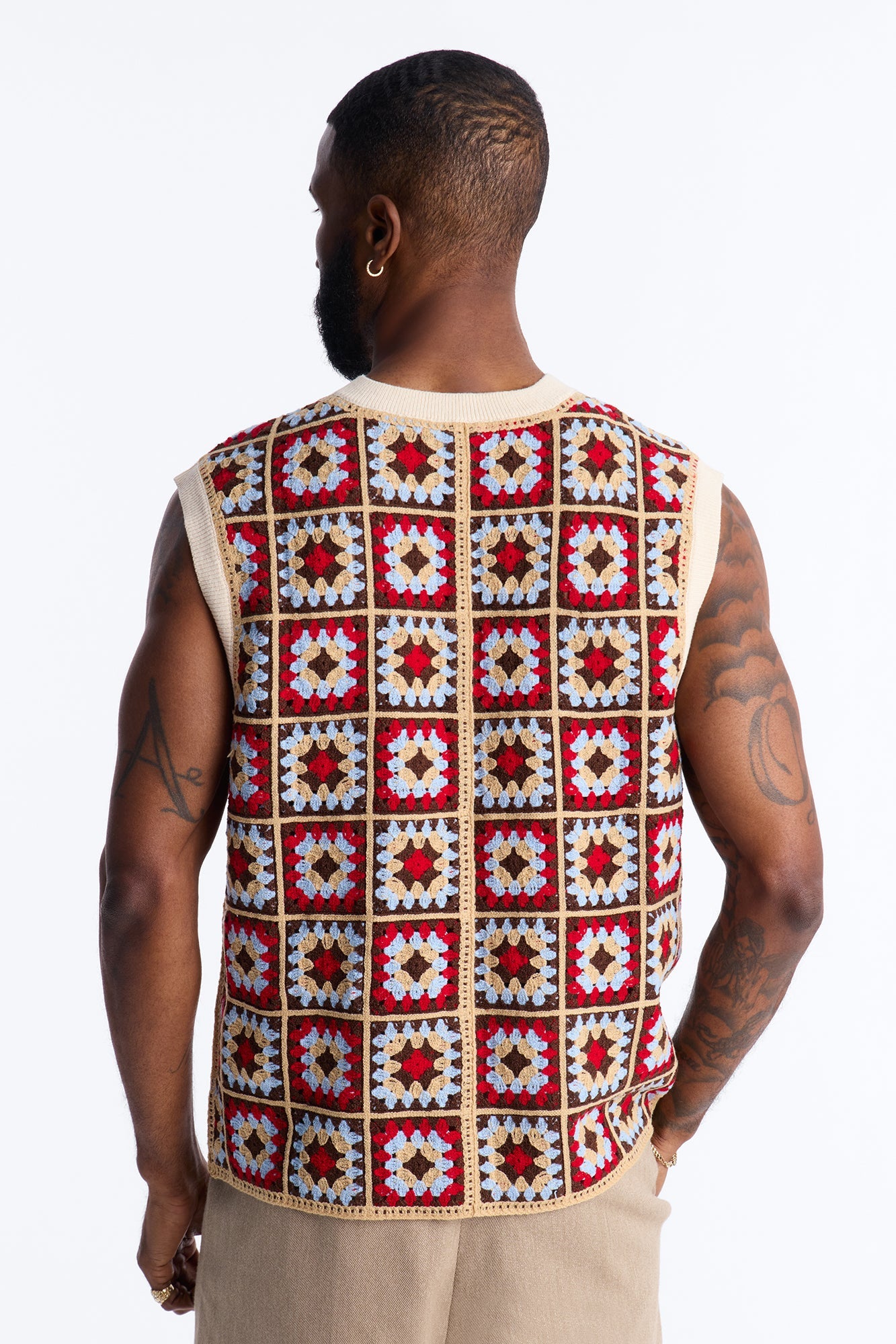 Square One Sweater Vest - Burgundy/combo