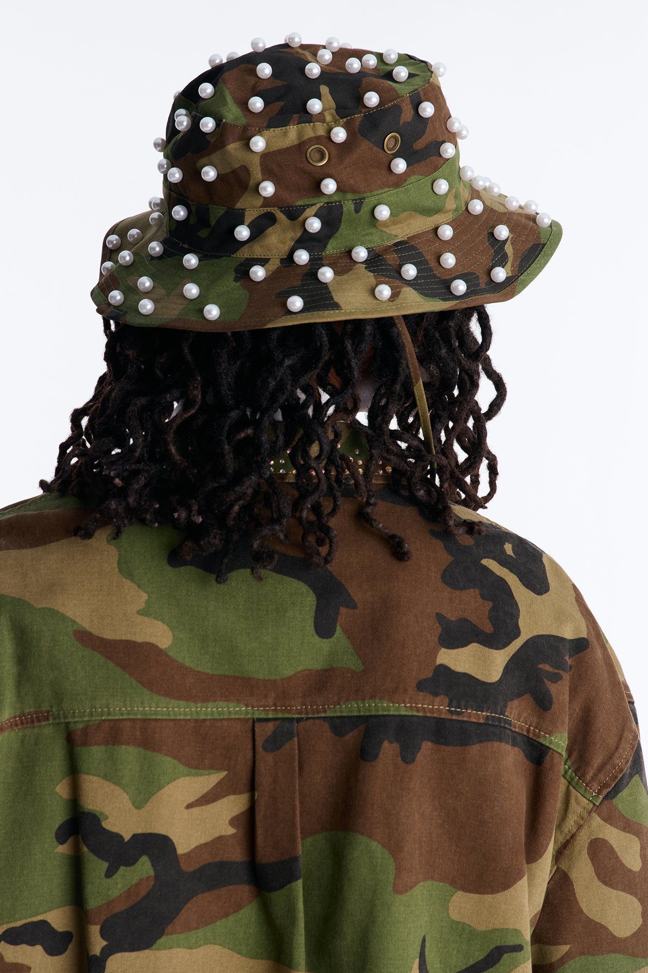 Camo Pearled Bucket Hat - Camouflage
