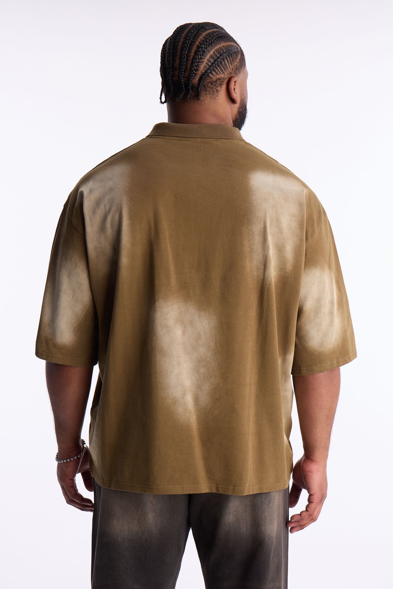 Stars And Saints illusion Short Sleeve Knit Polo - Brown