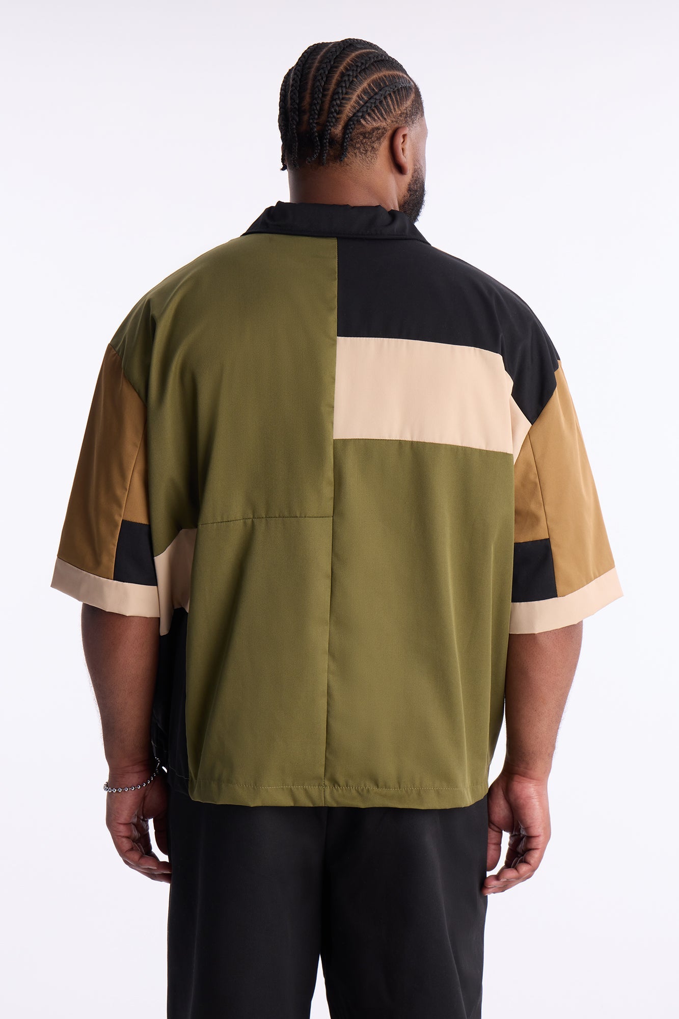 Cropped Pixel Perfect Zip Up Shirt - Khaki