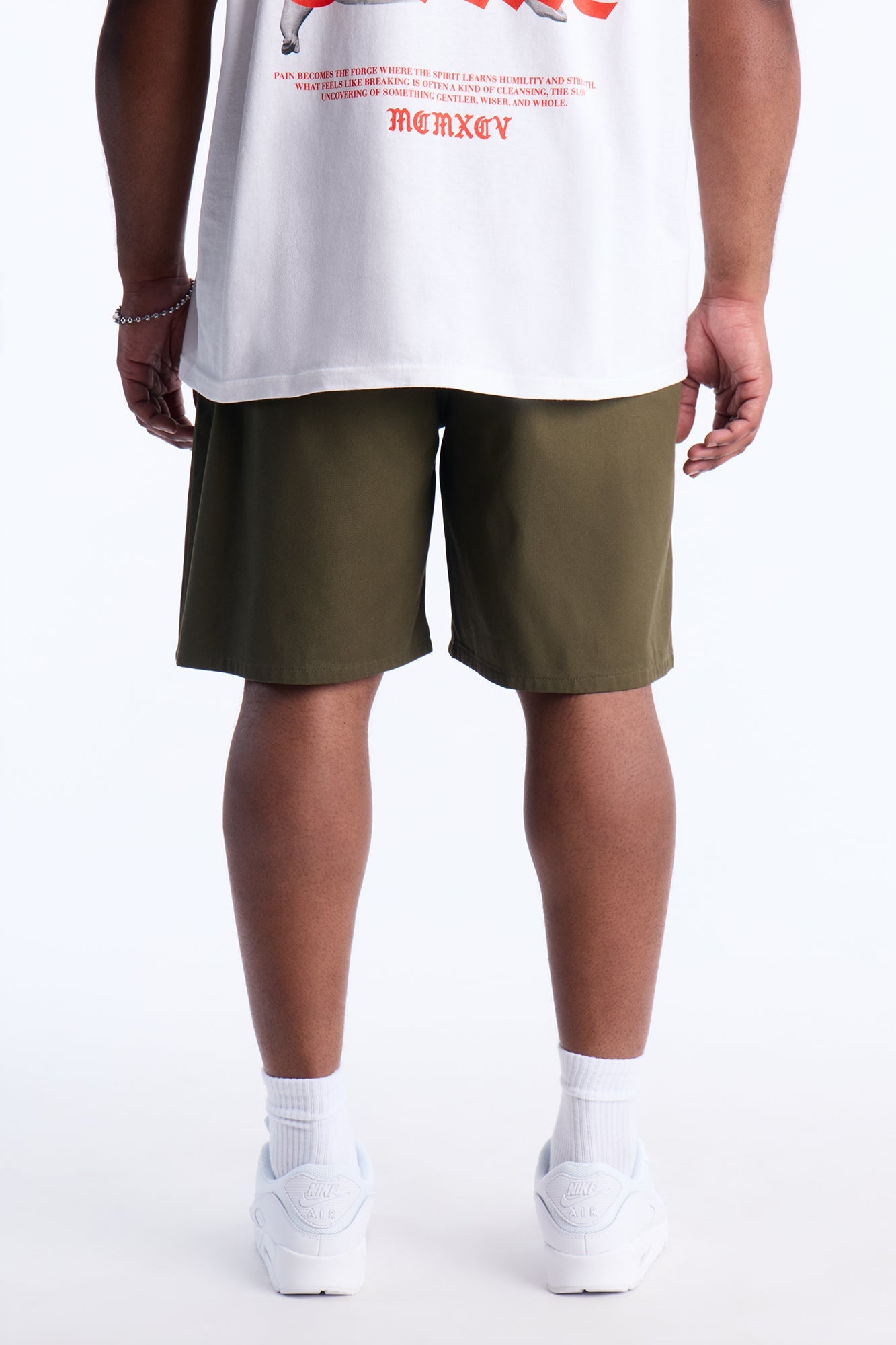 Relaxed Vatican City Stitched Embellished Short - Olive