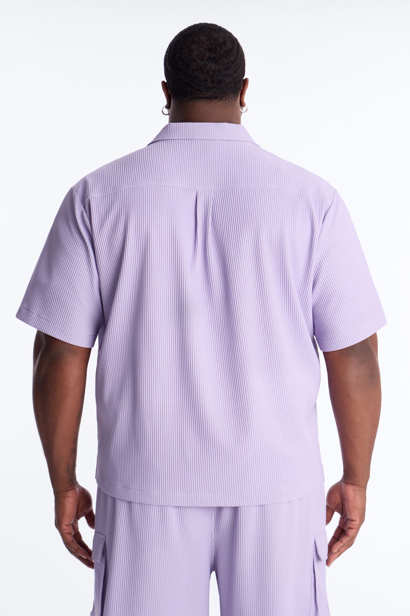 Show Up Short Sleeve Cuban Shirt - Lavender
