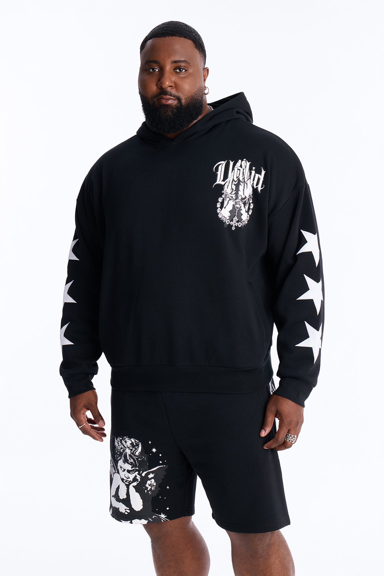Menace Sent Embroidery Hoodie - Black
