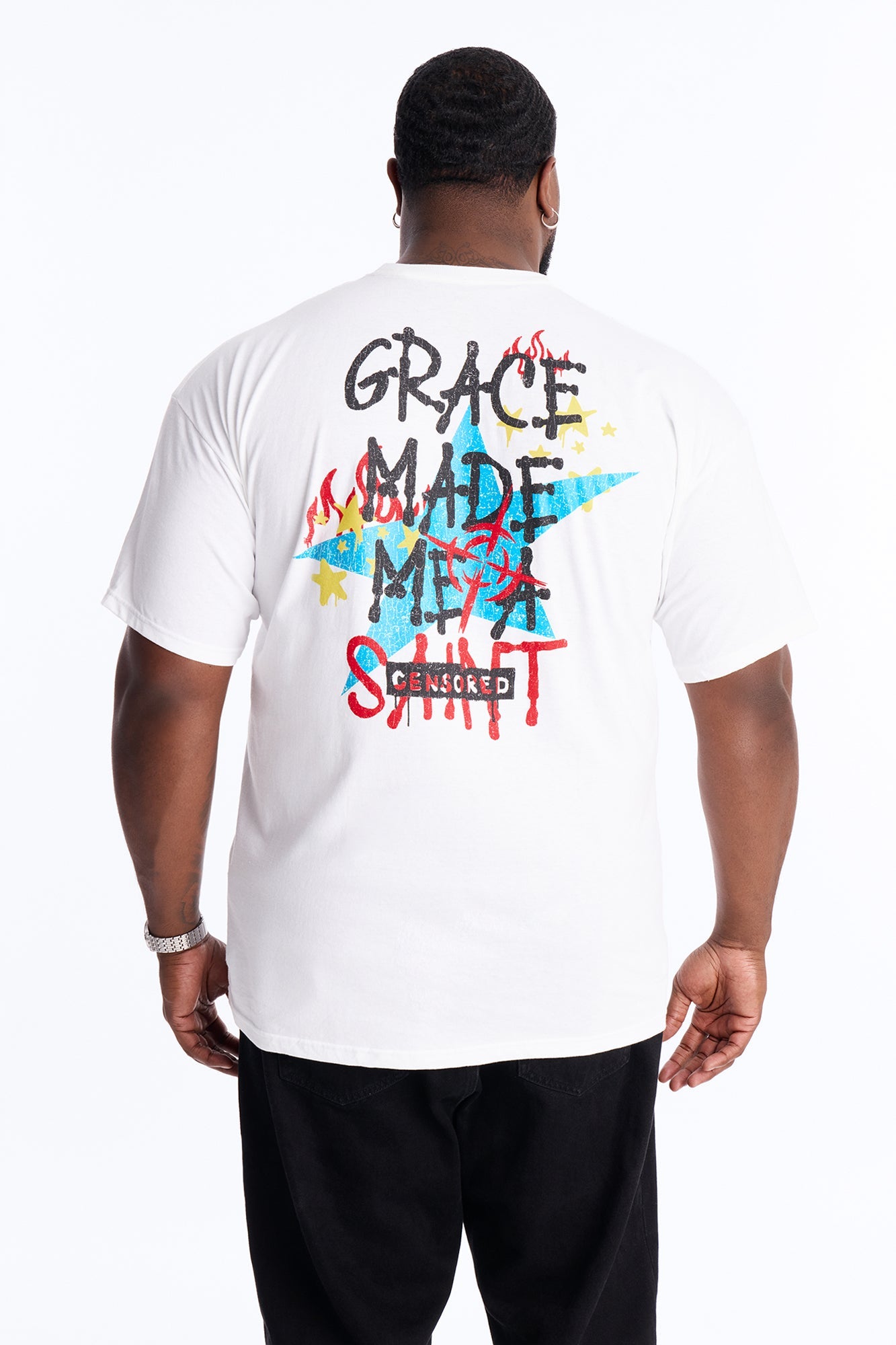 Grace Made Me A Saint Short Sleeve Tee - White