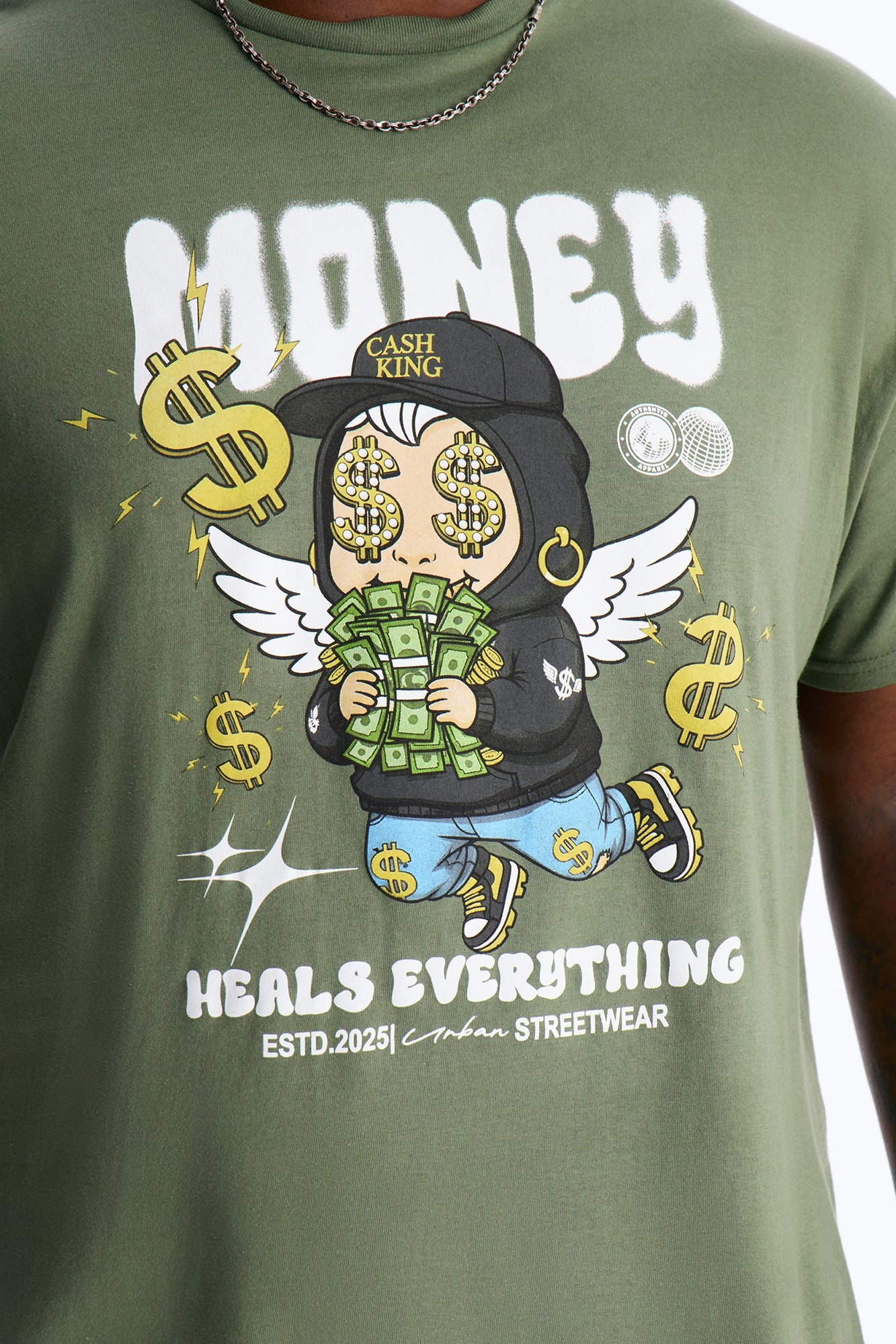 Money Heals Everything Short Sleeve Tee - Olive