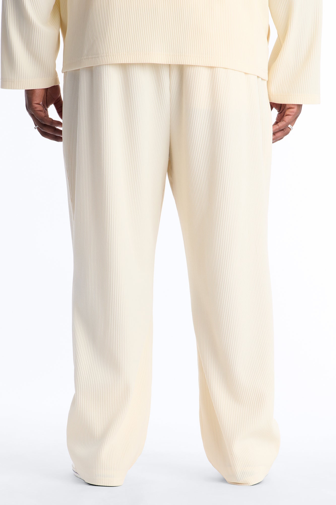 Show Up Straight Pleated Casual Trouser - Cream