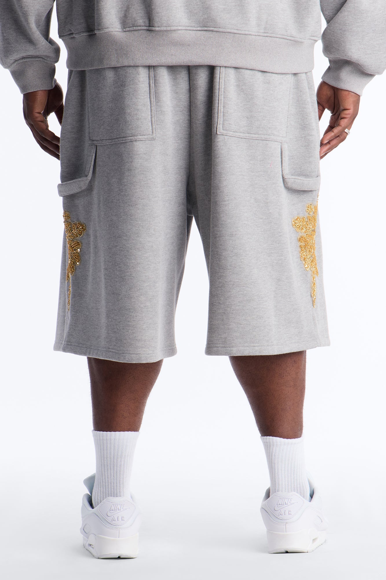 Baggy Rogue Sequin Applique Sweatshort - Grey