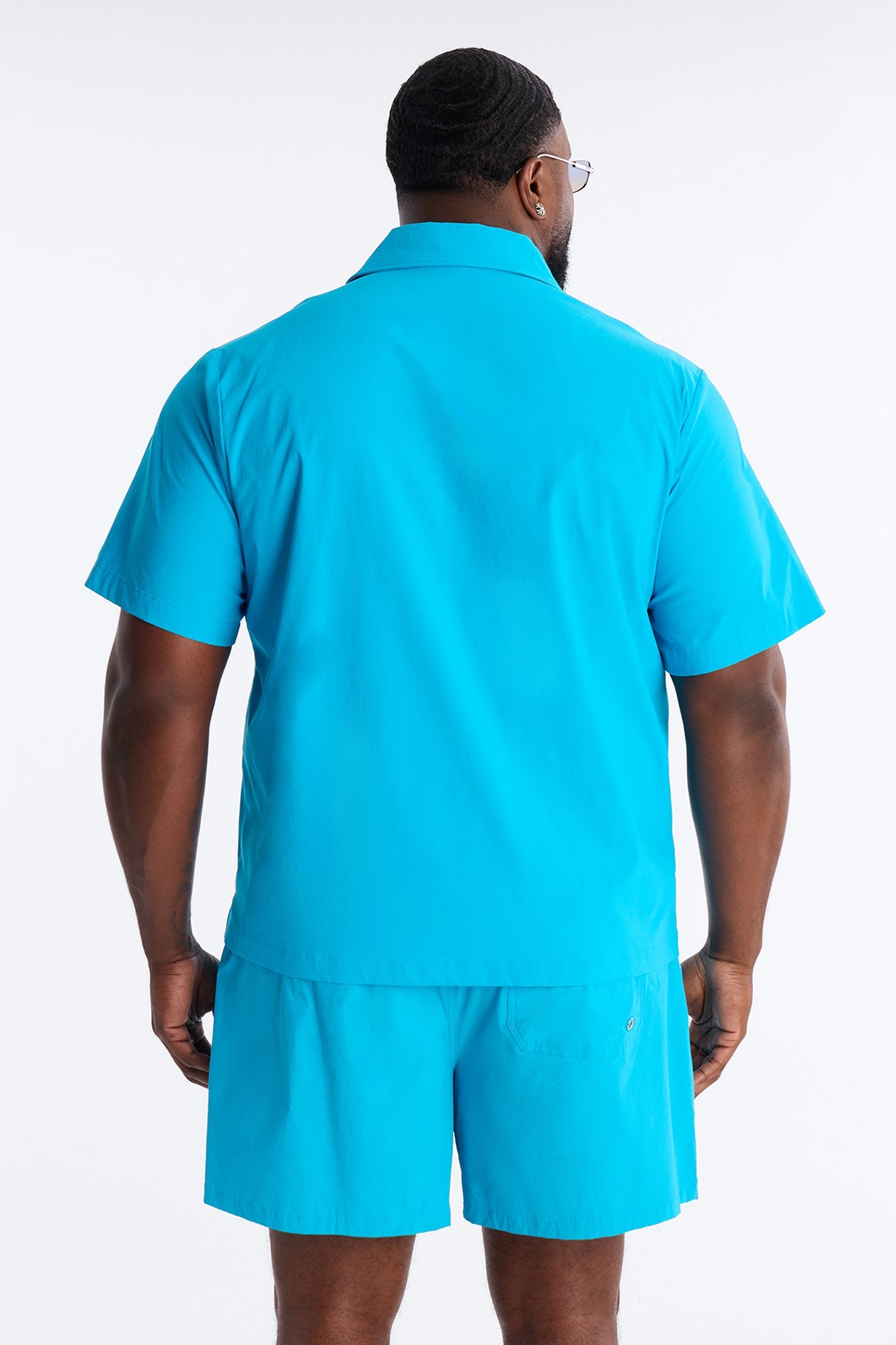 Montez Cuban Collar Button Up Shirt - Blue