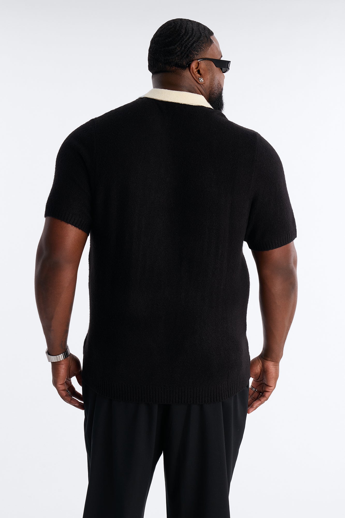 Cambridge Sweater Johnny Collar Polo - Black