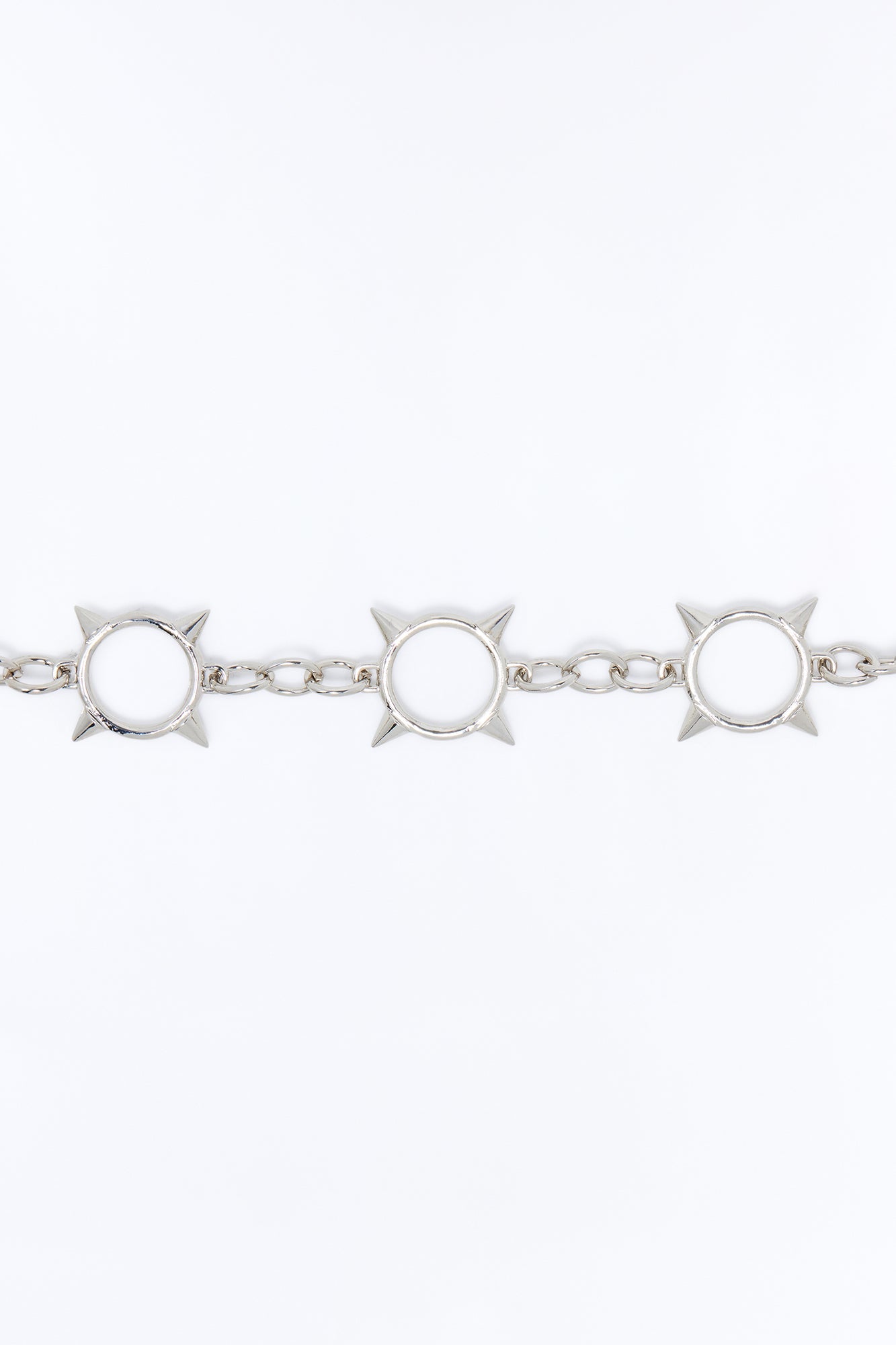 Spiky Solar Stars Chain Belt - Silver