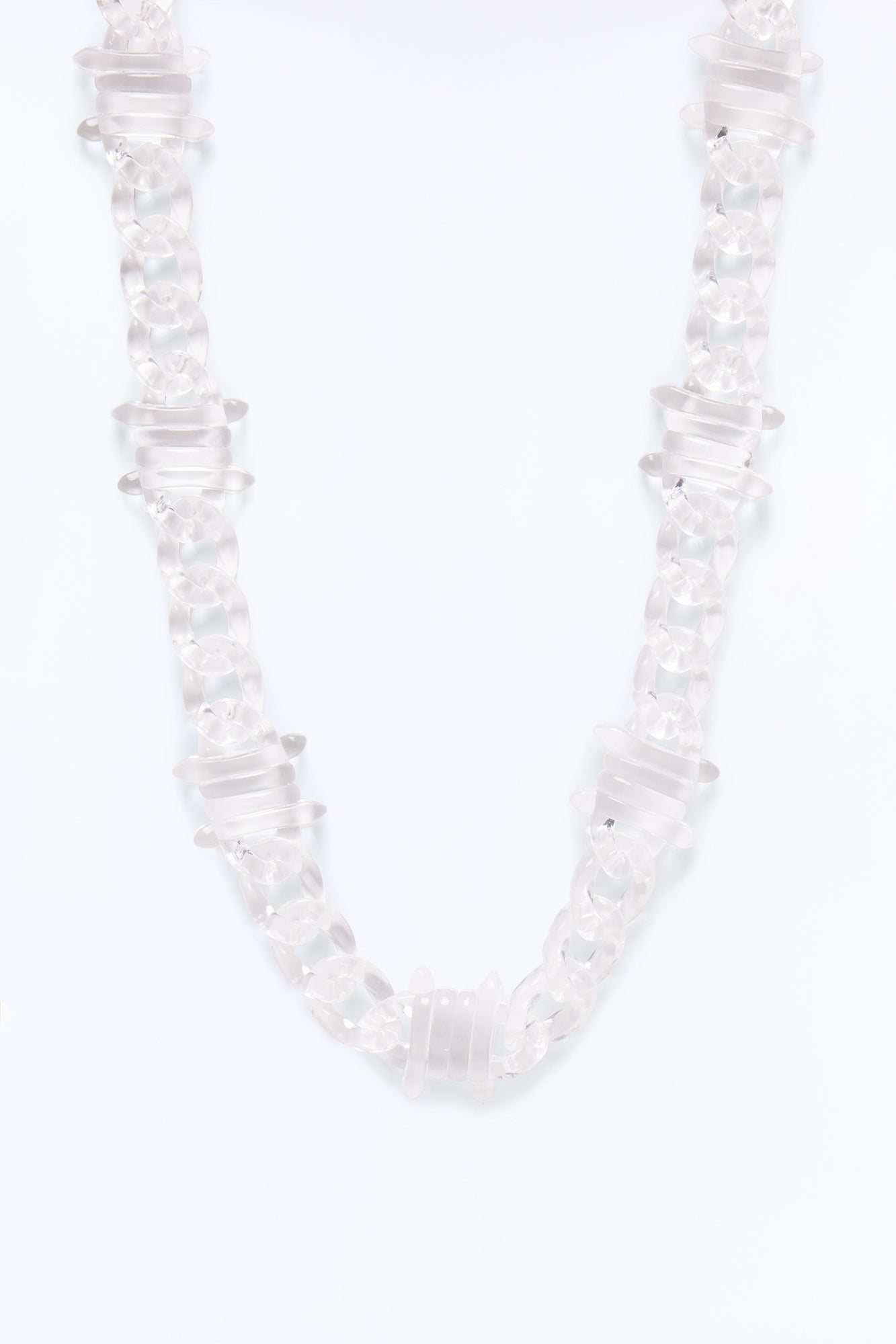 Thick Clear Barbed Wire Cuban Chain Necklace - Clear