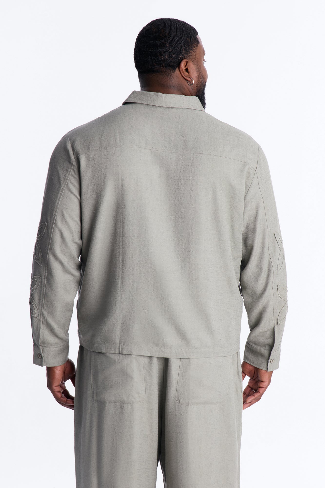 Tropical Fearless Button Up Shirt - Sage