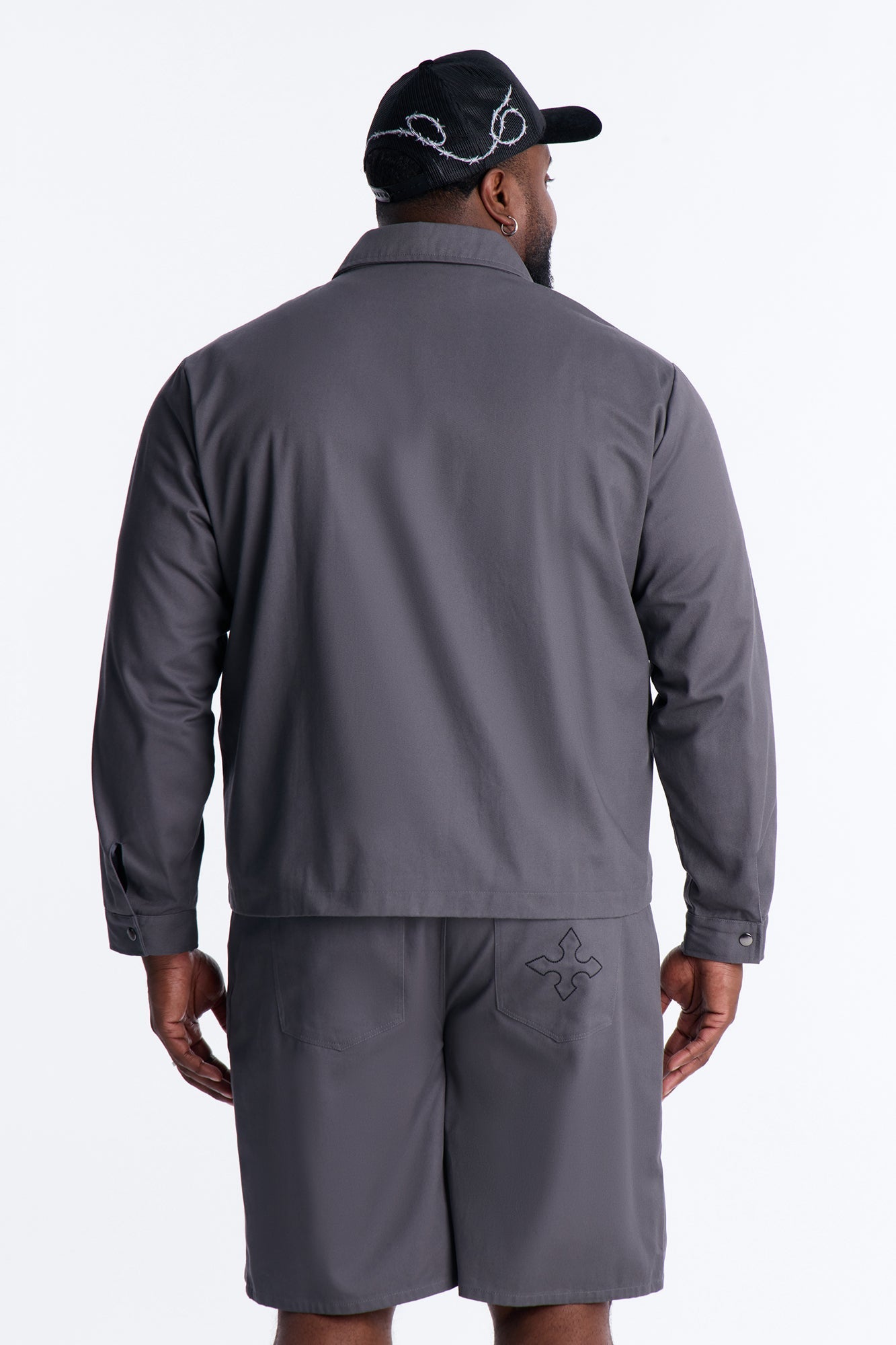 Vatican City Stitched Embellished Work Jacket - Grey