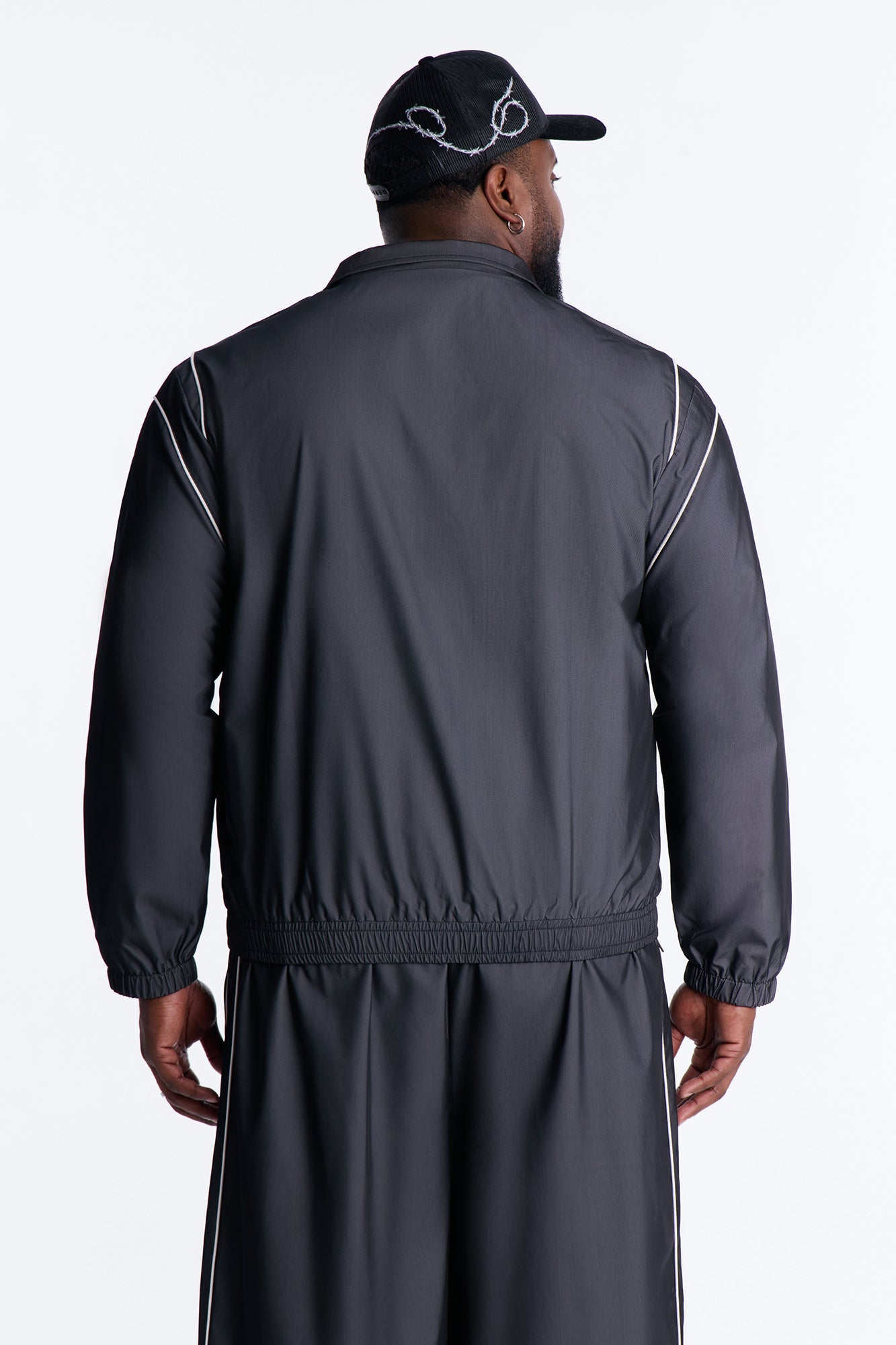 Relaxed Chroma Reflective Mesh Overlay Windbreaker Jacket - PlatinumIce
