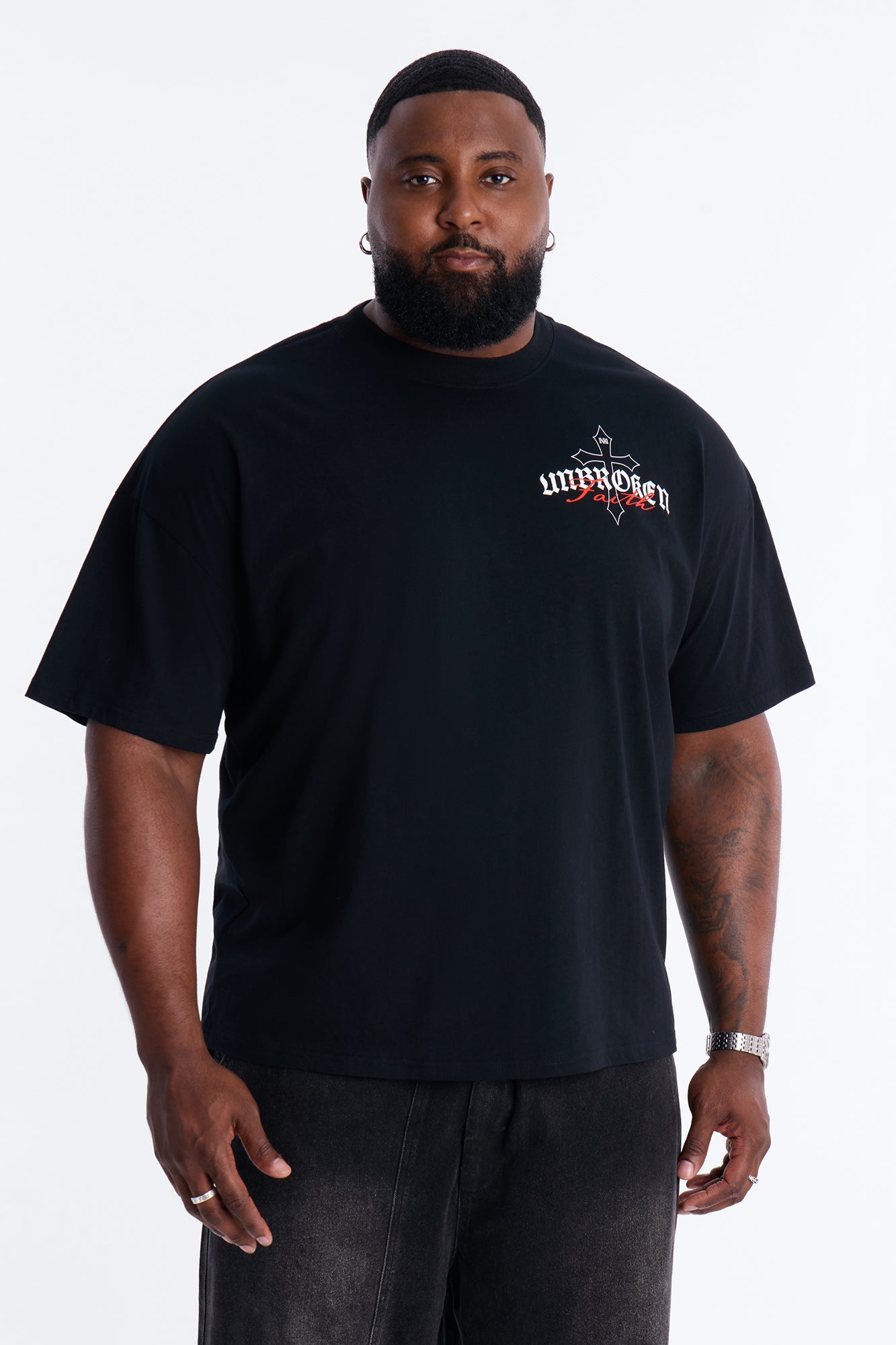 Unbroken Faith Heavy Weight Boxy Short Sleeve Tee - Black