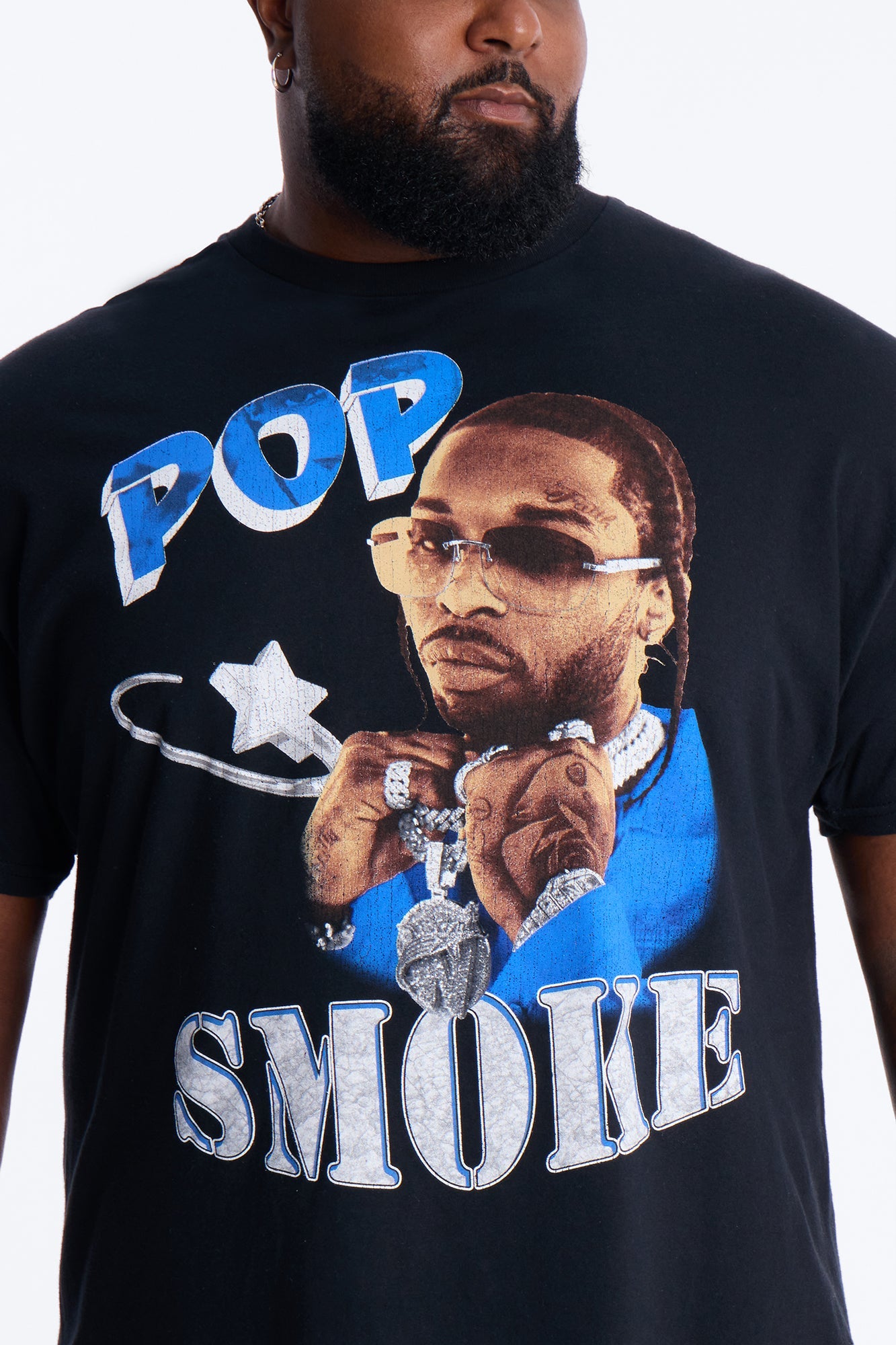 Pop Smoke Aim For The Moon Graphic Short Sleeve Tee - Black