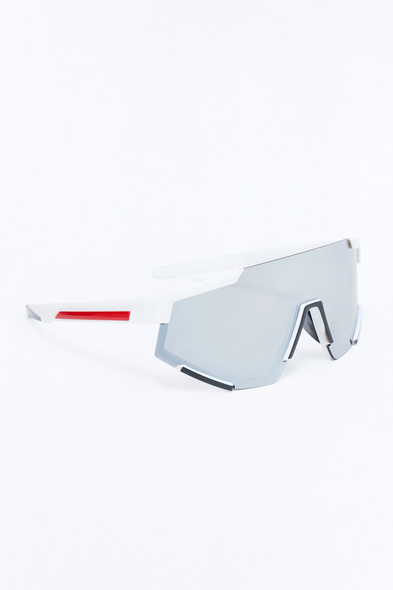 Striving Forward Sport Wrap Sunglasses - Silver/Red