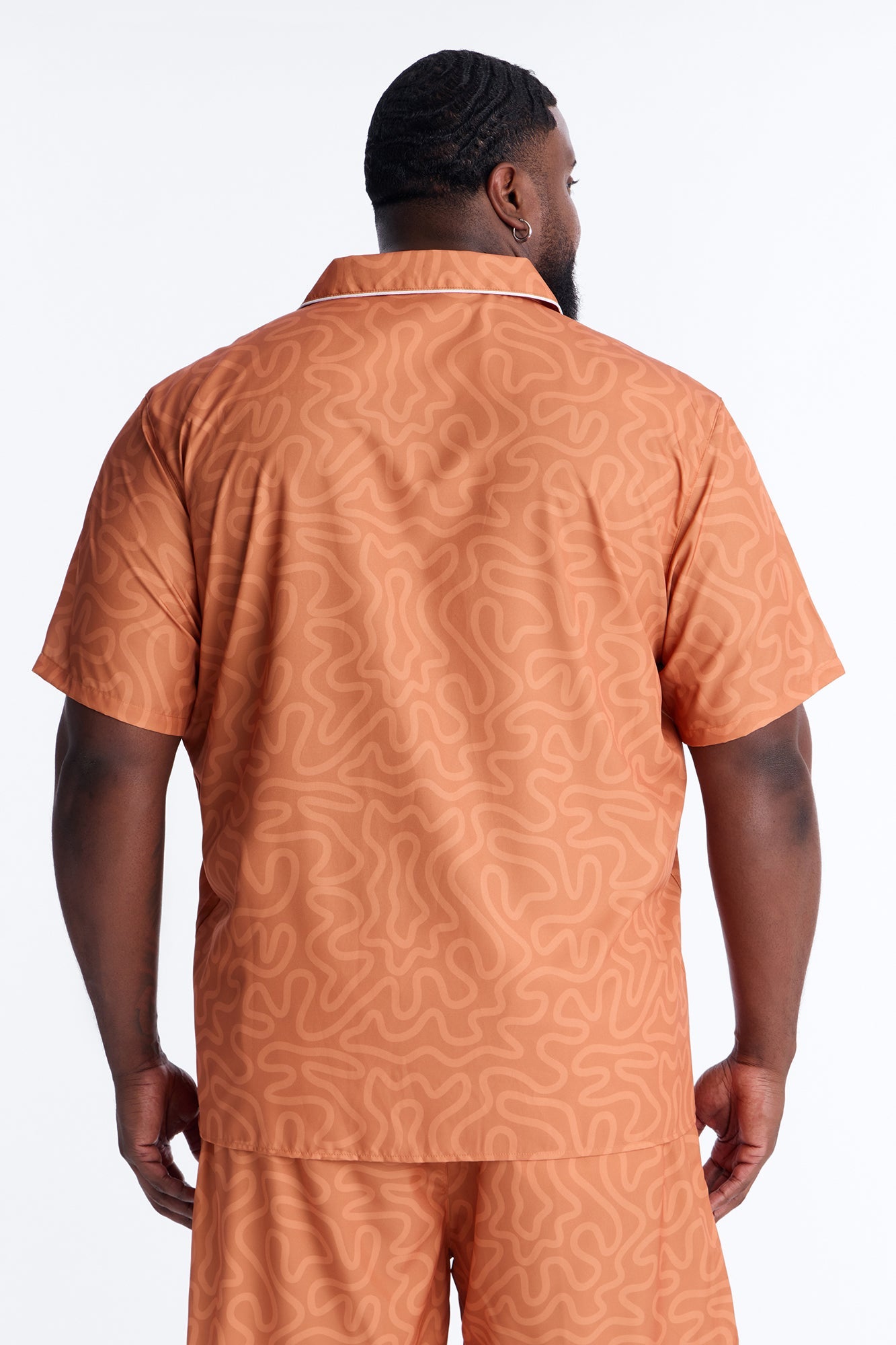 Relaxed Sienna Wave Cuban Collar Shirt - Orange