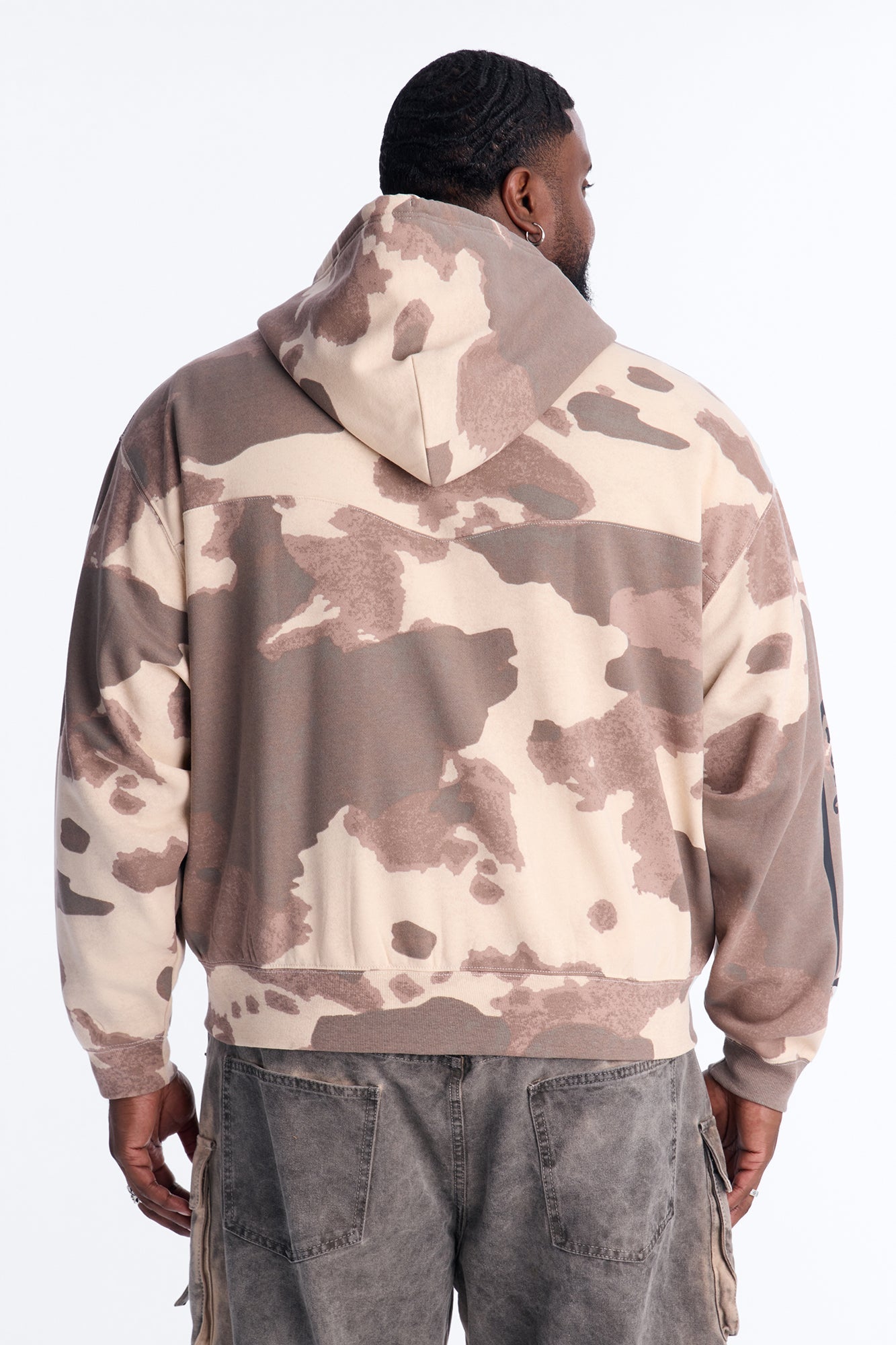 Von Dutch Western Cow Hide Zip Up Hoodie - Brown