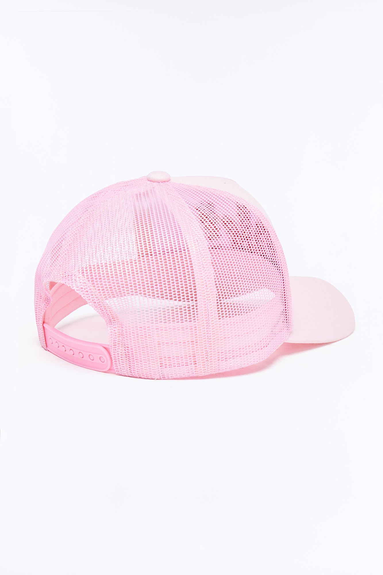 Smiling Ok Patch Snapback Trucker Hat - Light Pink