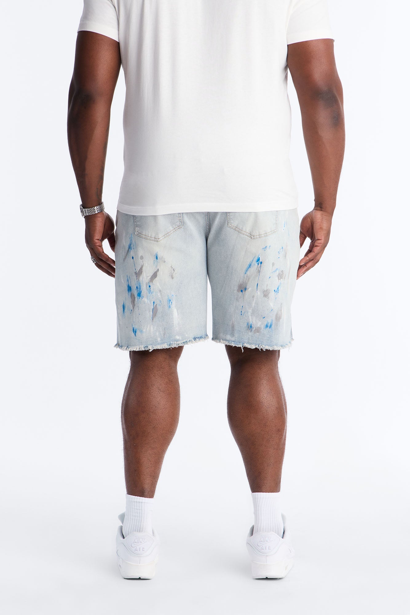 Slim Distressed Painter Denim Short - Light Wash