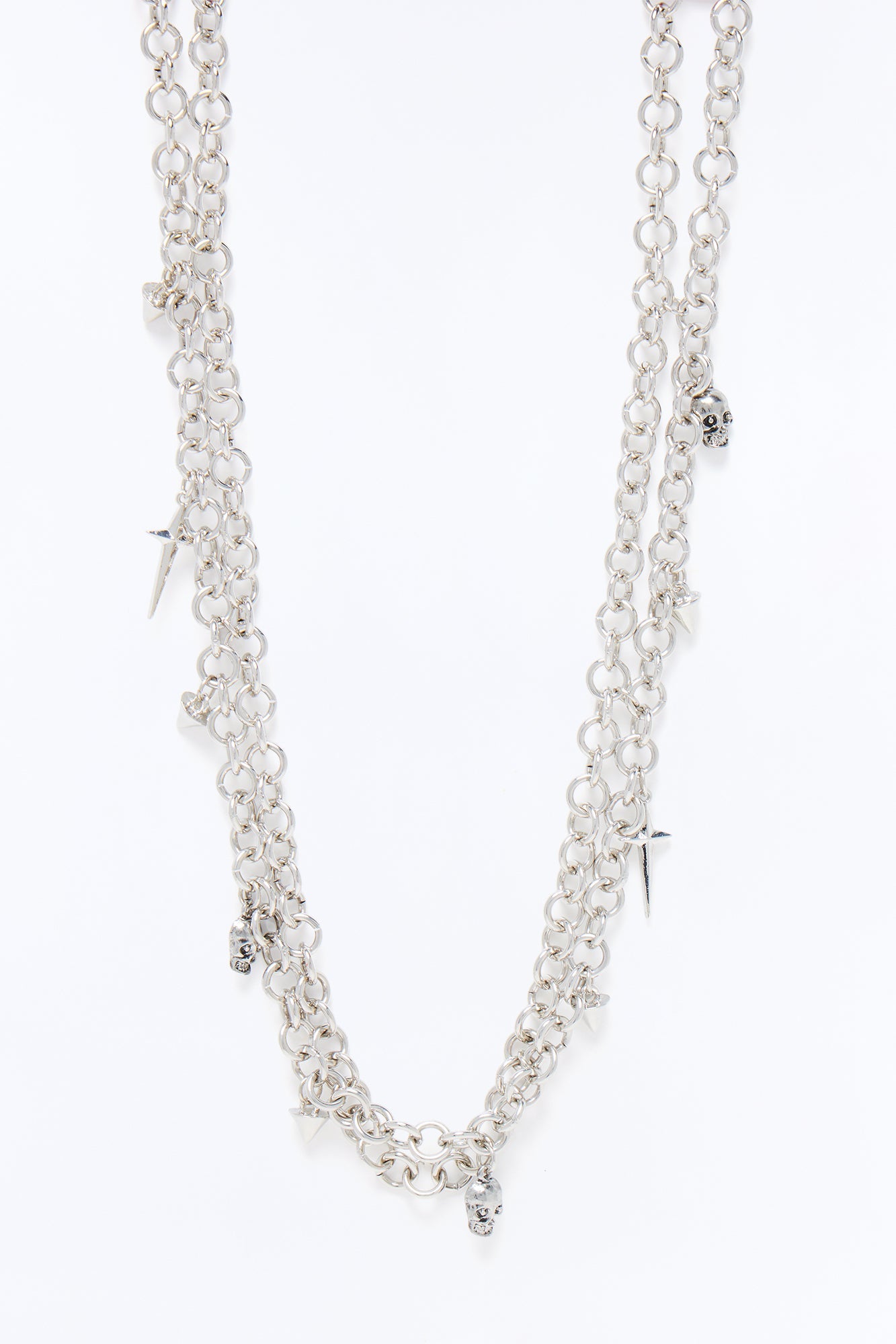 Grim Rebel Double Layered Necklace - Silver