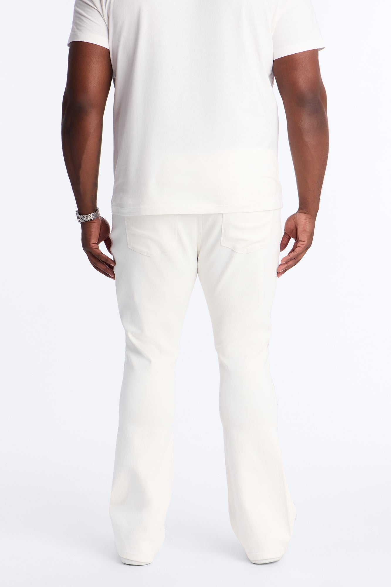 Stacked Skinny Flare Electric Prowl Jean - White