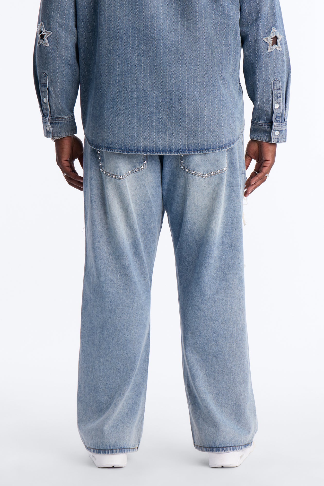 Baggy Studded Mayhem Jean - Light Wash