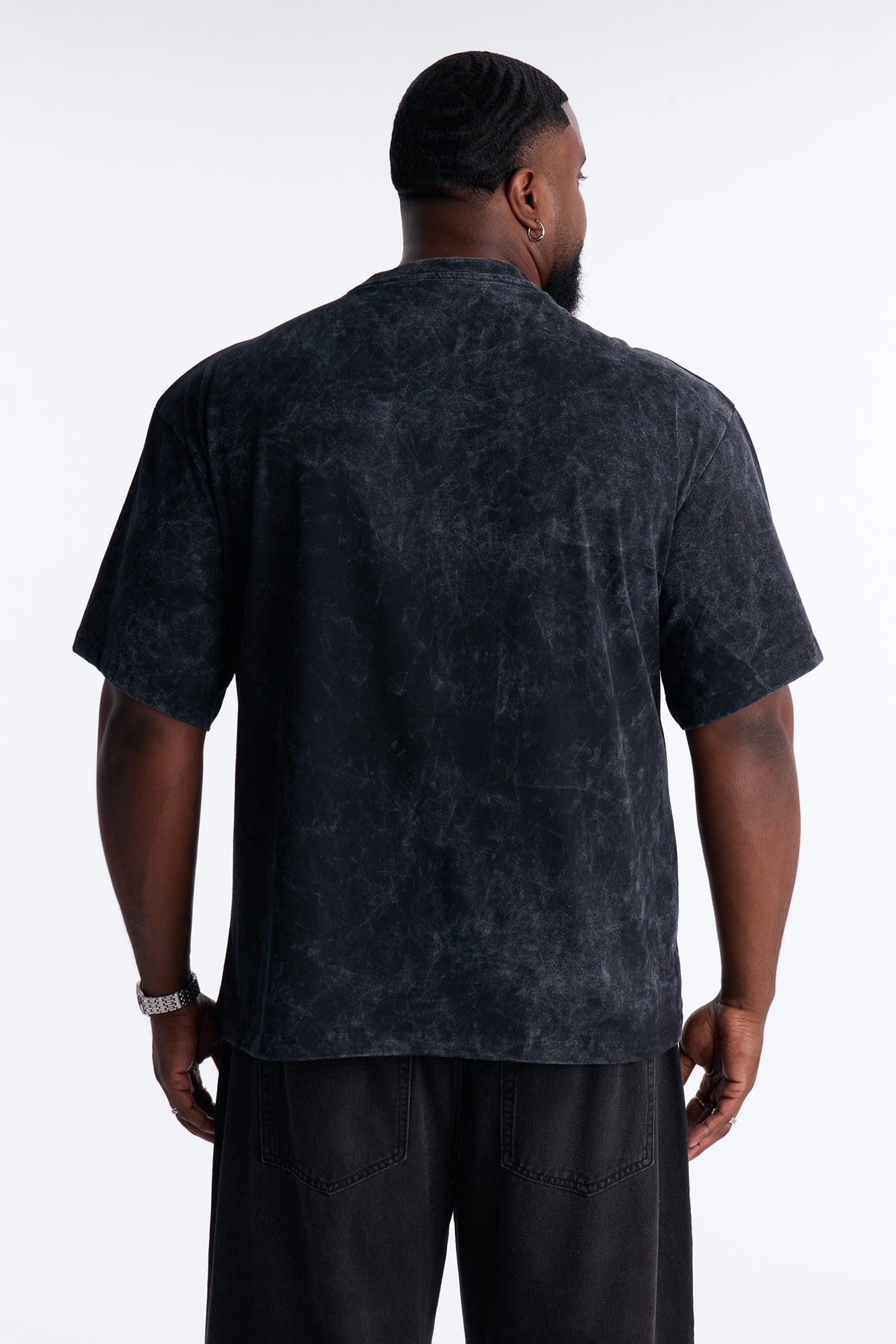 Peanuts Snoopy Mischief Rhinestones Mineral Wash Fleece Tee - Black Wash