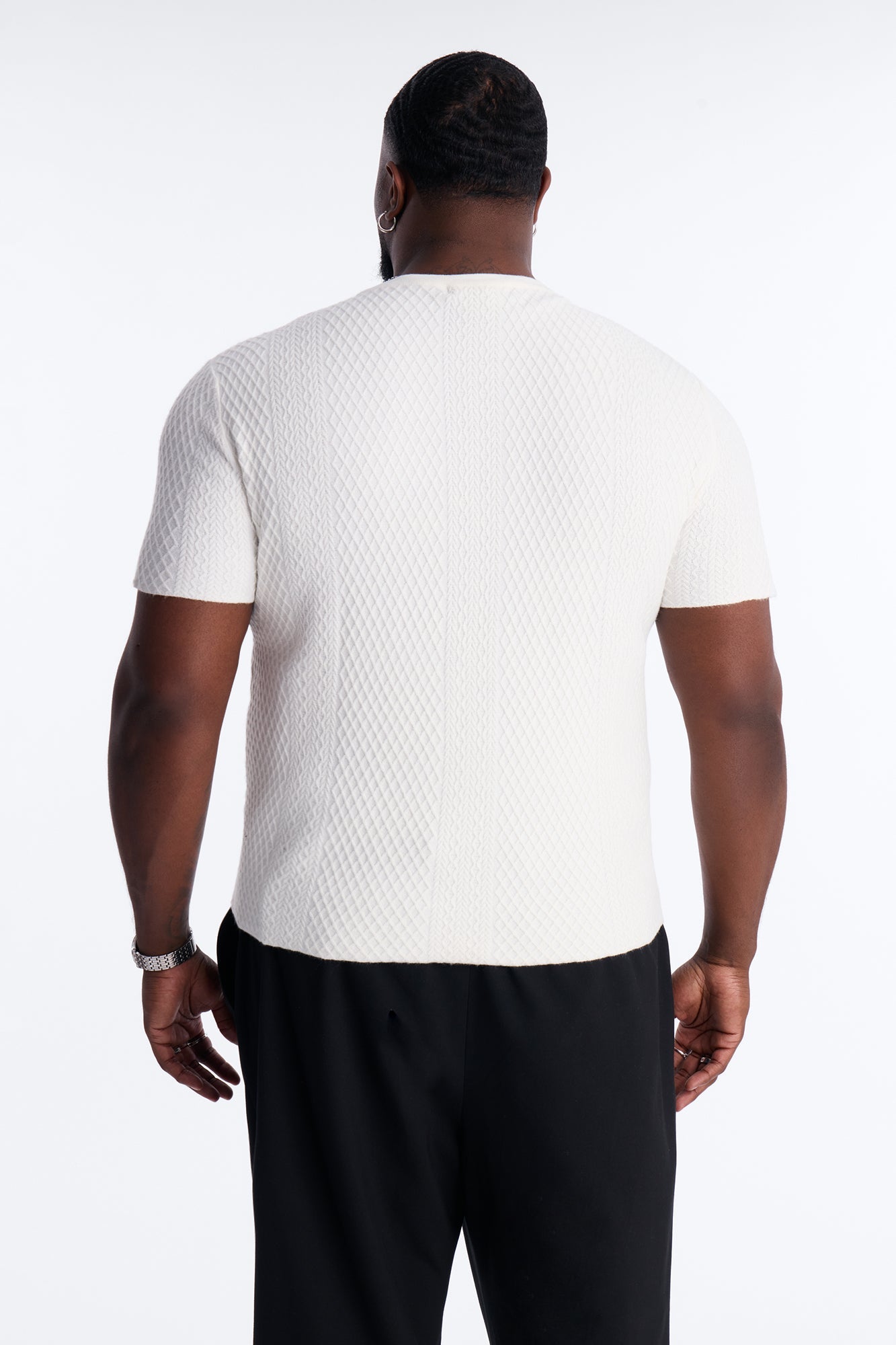 Relaxed Knitted Crewneck Tee - Cream